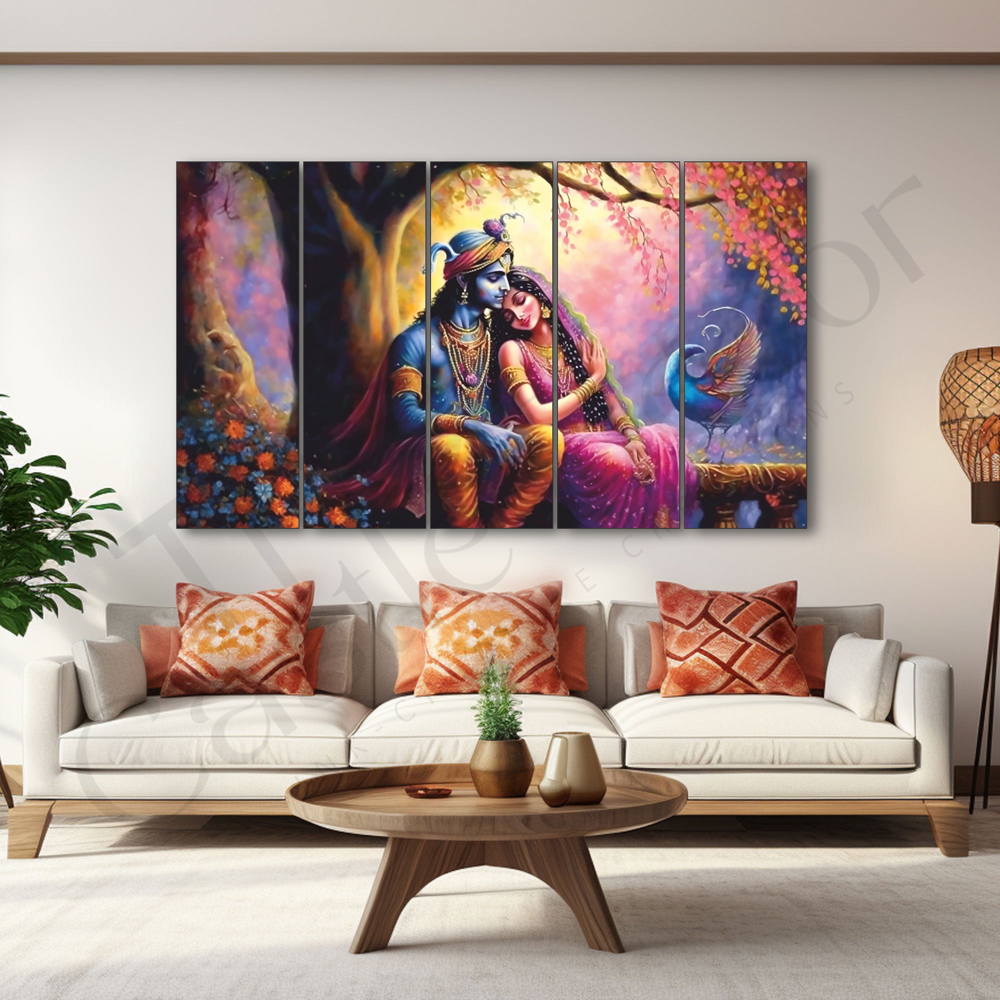 Radha Krishna Painting Set of 5 for Home Decoration