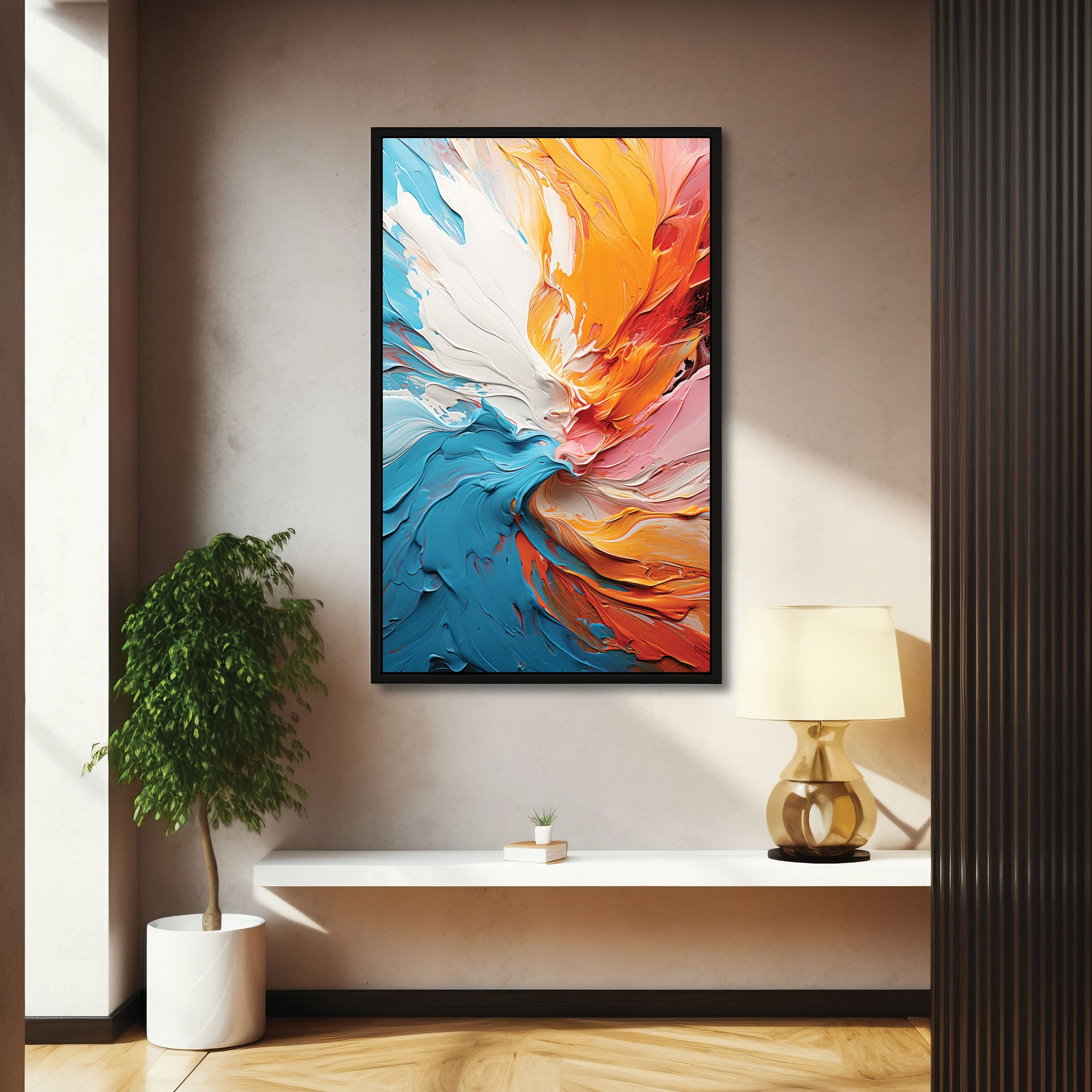 Multi colourAbstract Canvas painting with frame Big Size Wall Art for living room,Bedroom,Drawing room,Hotels