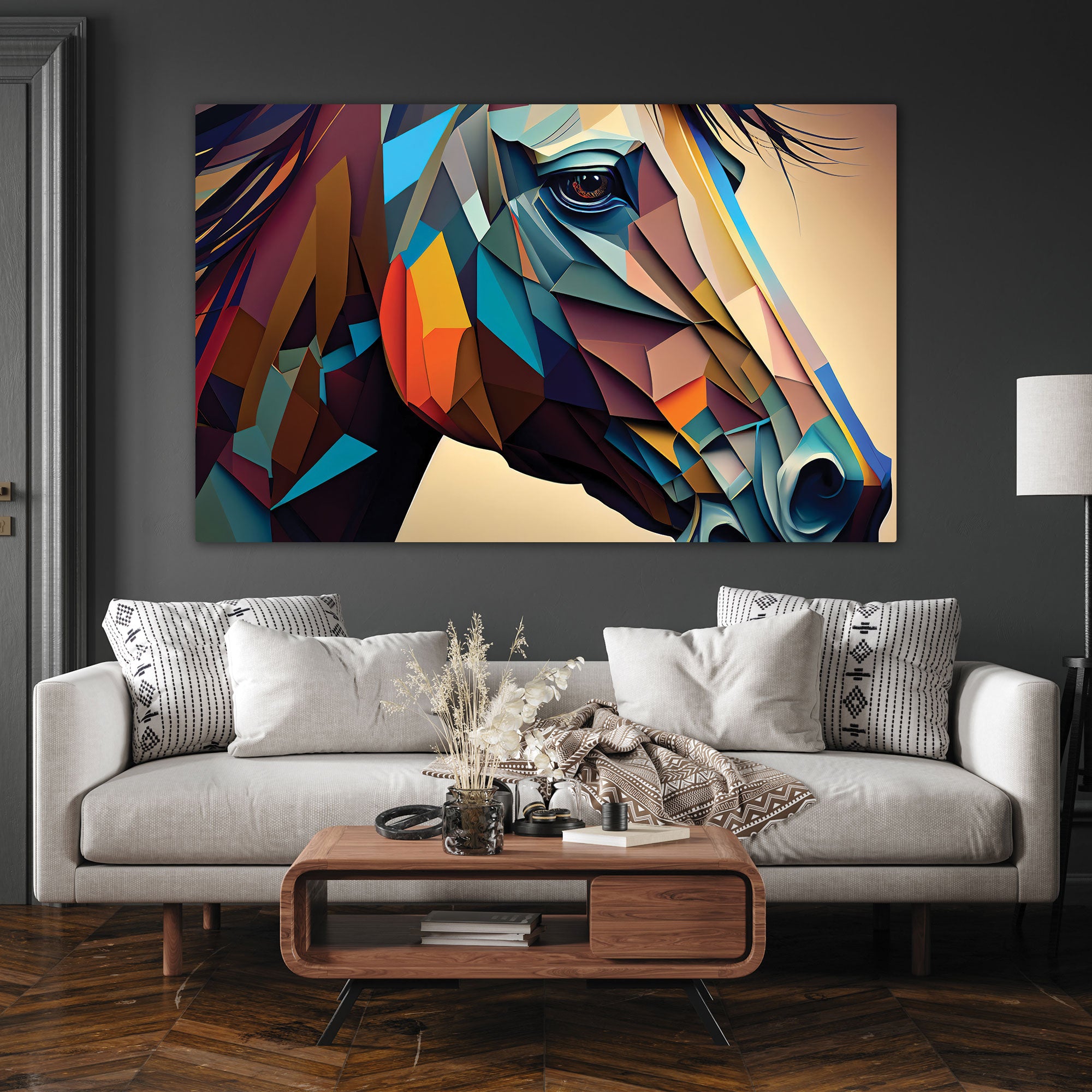 Abstract horse Canvas painting with frame Big Size Wall Art for living room,Bedroom,Drawing room,Hotels