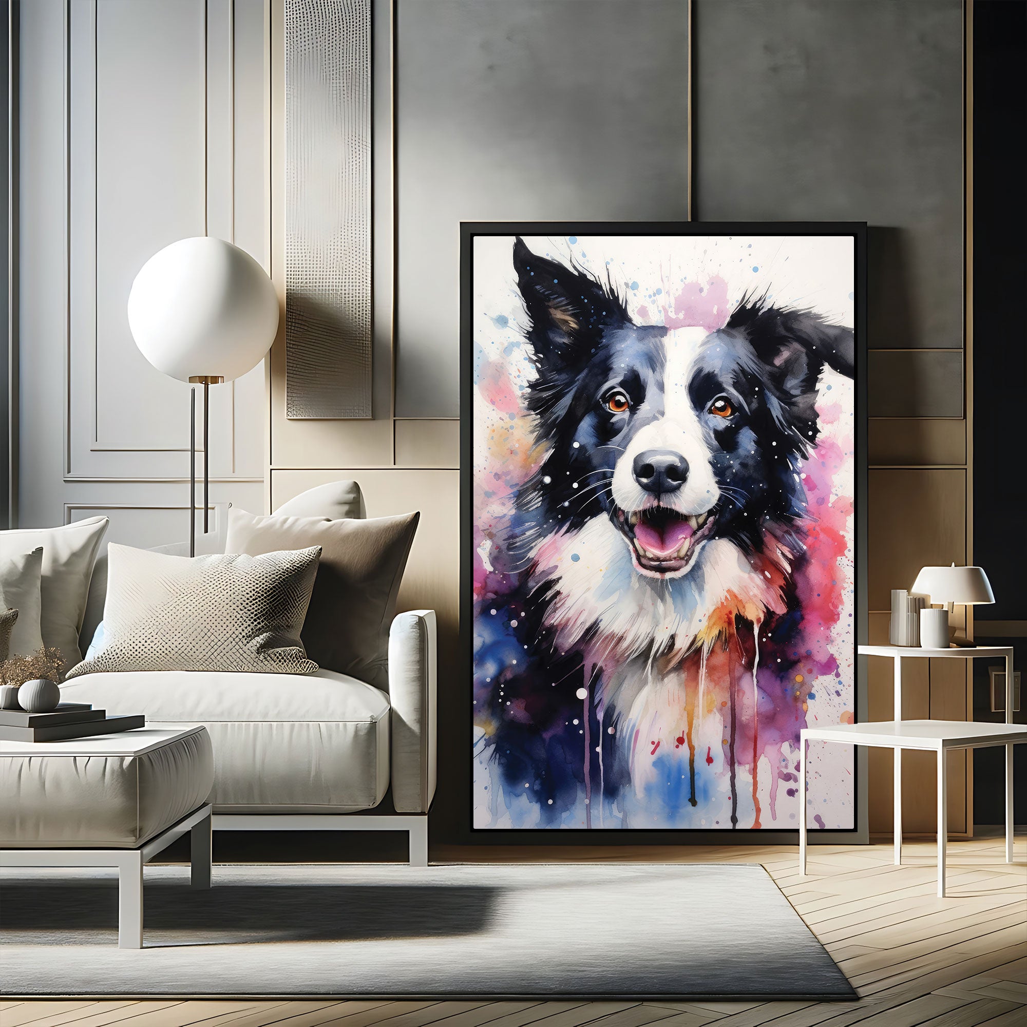 DogAbstract Canvas painting with frame Big Size Wall Art for living room,Bedroom,Drawing room,Hotels