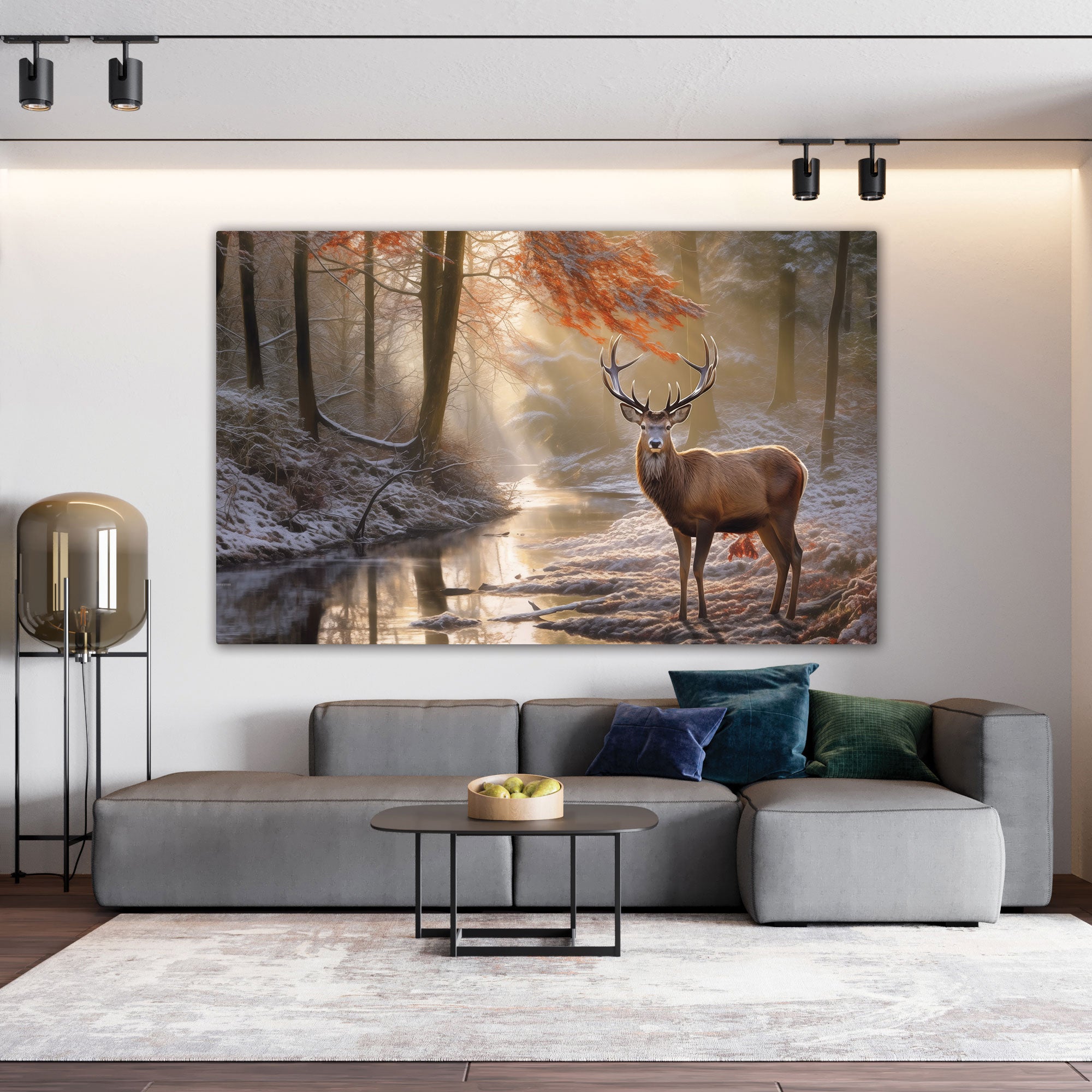 Deer Abstract Canvas painting with frame Big Size Wall Art for living room,Bedroom,Drawing room,Hotels