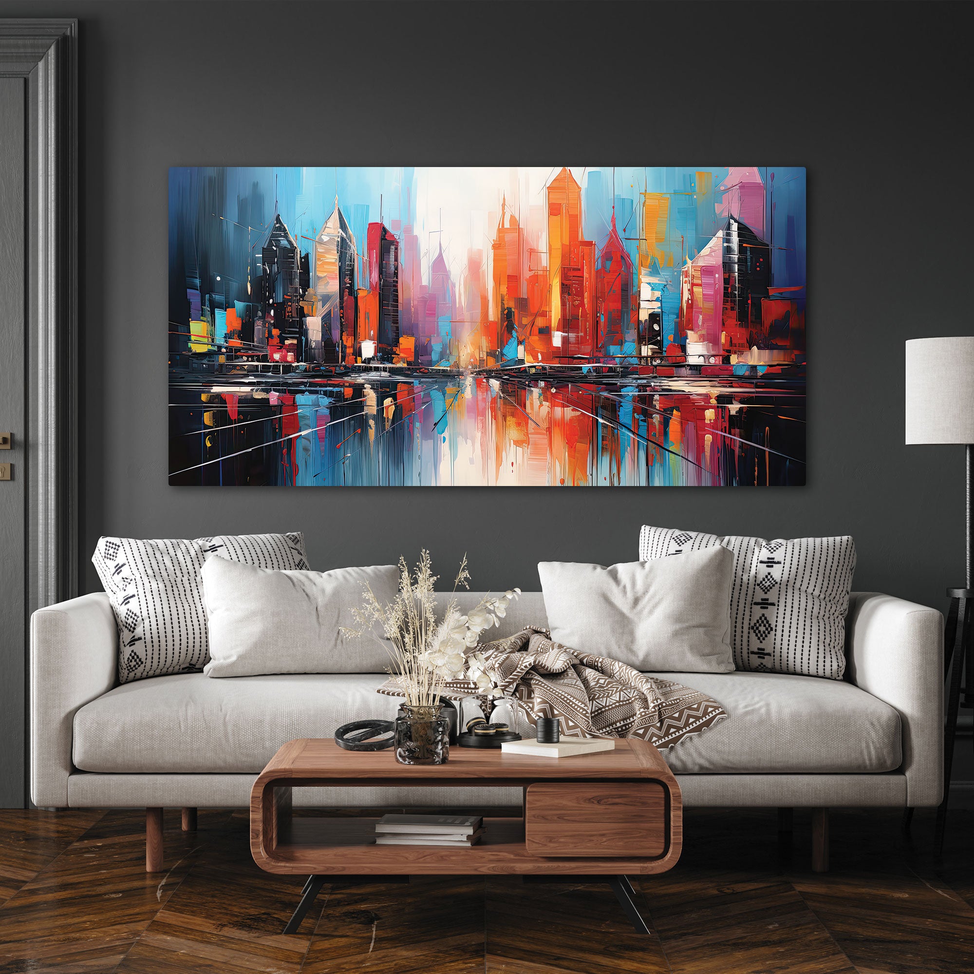 Multi coloursAbstract Canvas painting with frame Big Size Wall Art for living room,Bedroom,Drawing room,Hotels