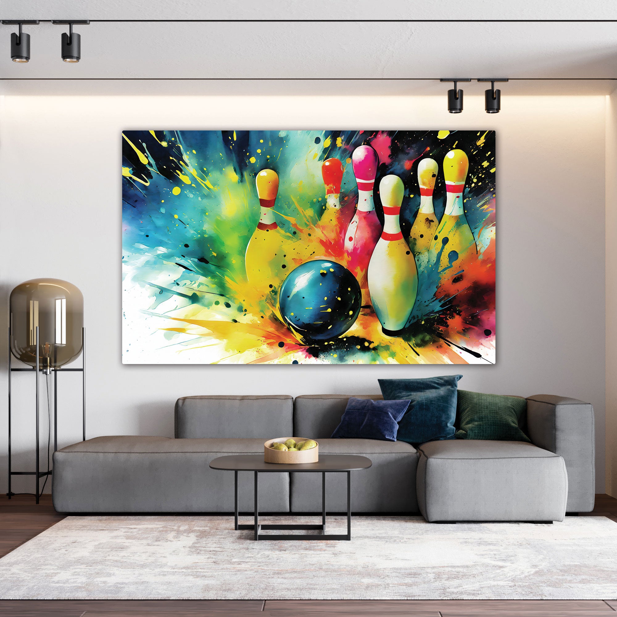 The Castle Decor bowling ball abstract canvas/Sparkle painting with frame Big Size Wall Art for living room,Bedroom,Drawing room,Hotels-Wooden Framed-Digital Painting