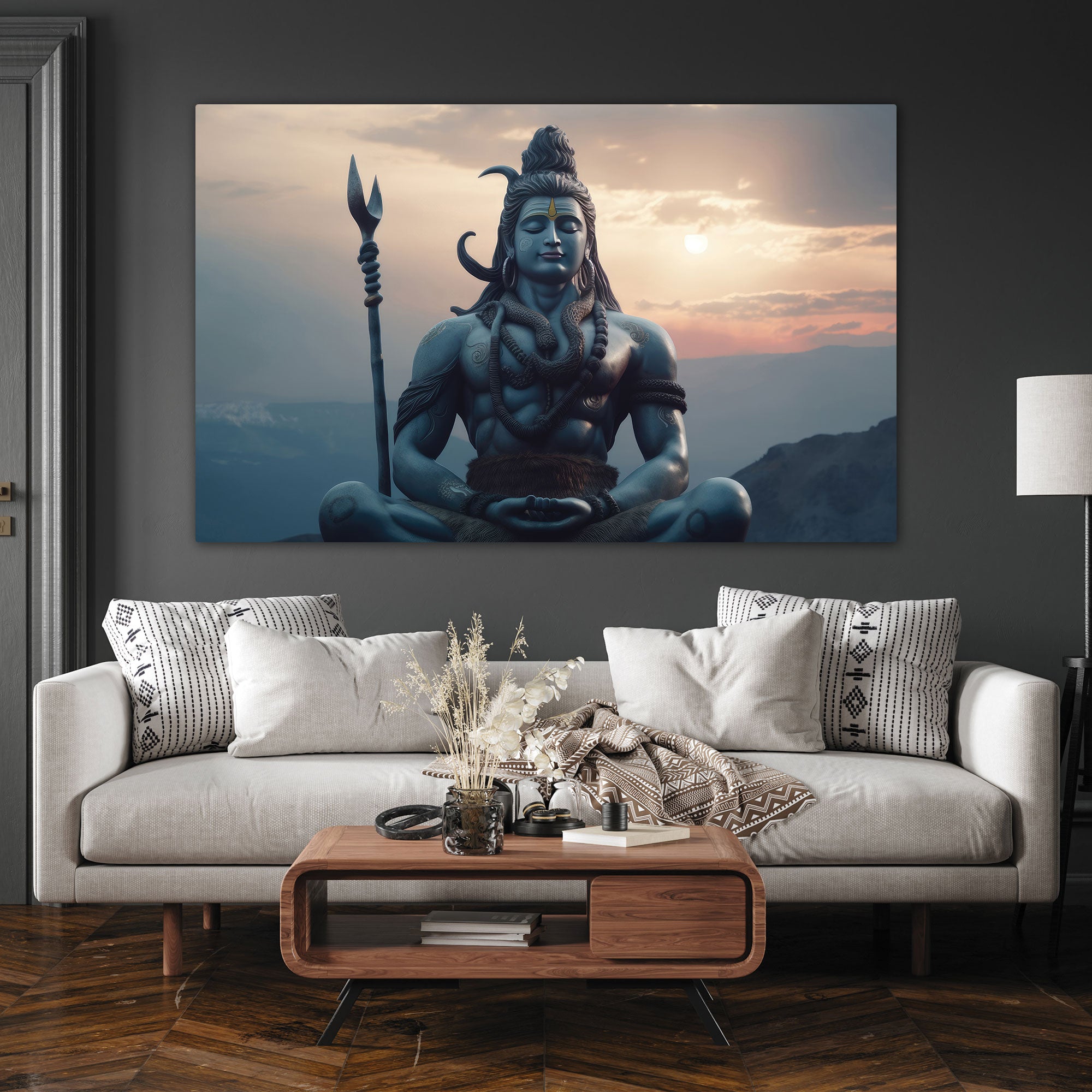 Lord shivji Canvas painting with frame Big Size Wall Art for living room,Bedroom,Drawing room,Hotels