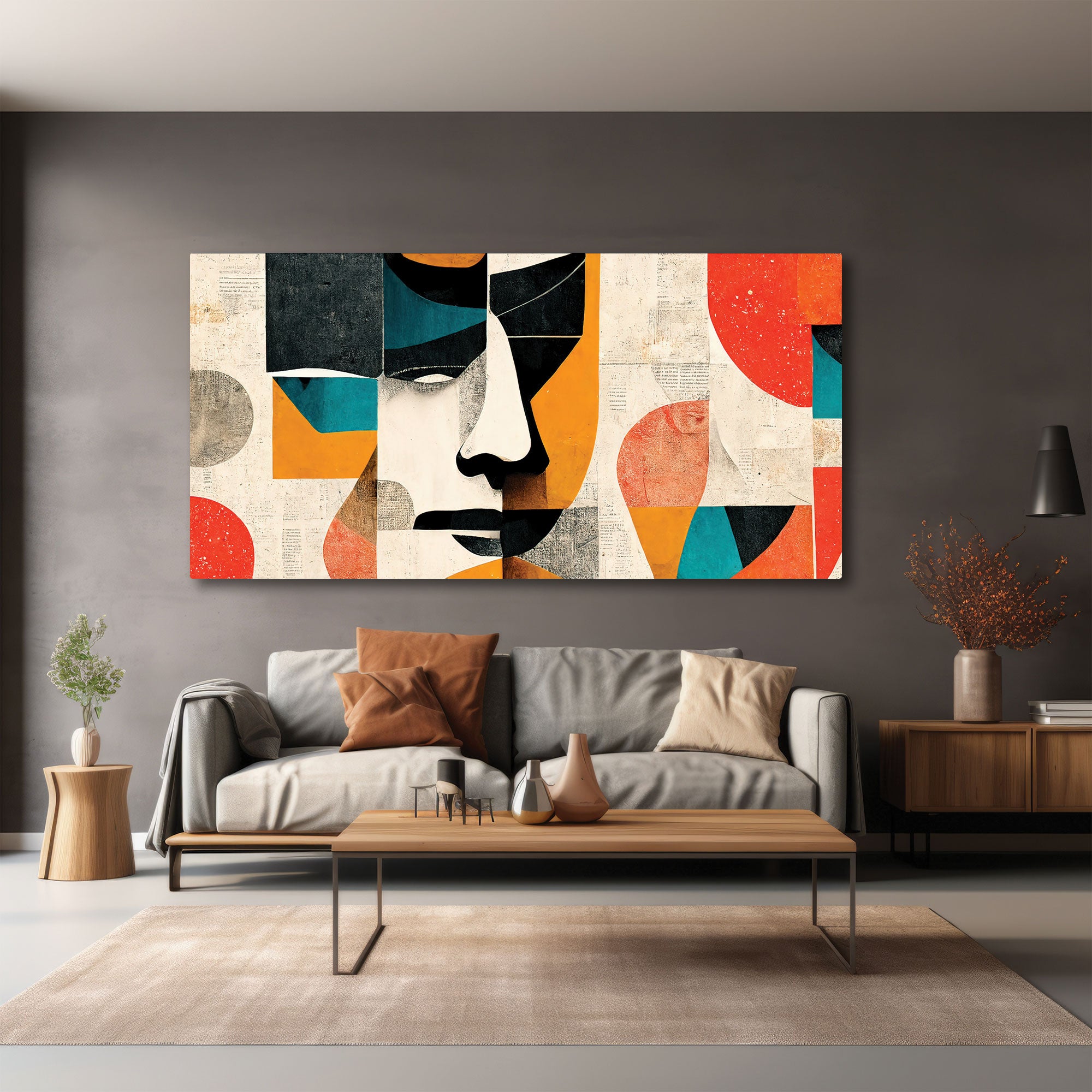 FaceAbstract finish Canvas painting with frame Big Size Wall Art for living room,Bedroom,Drawing room,Hotels