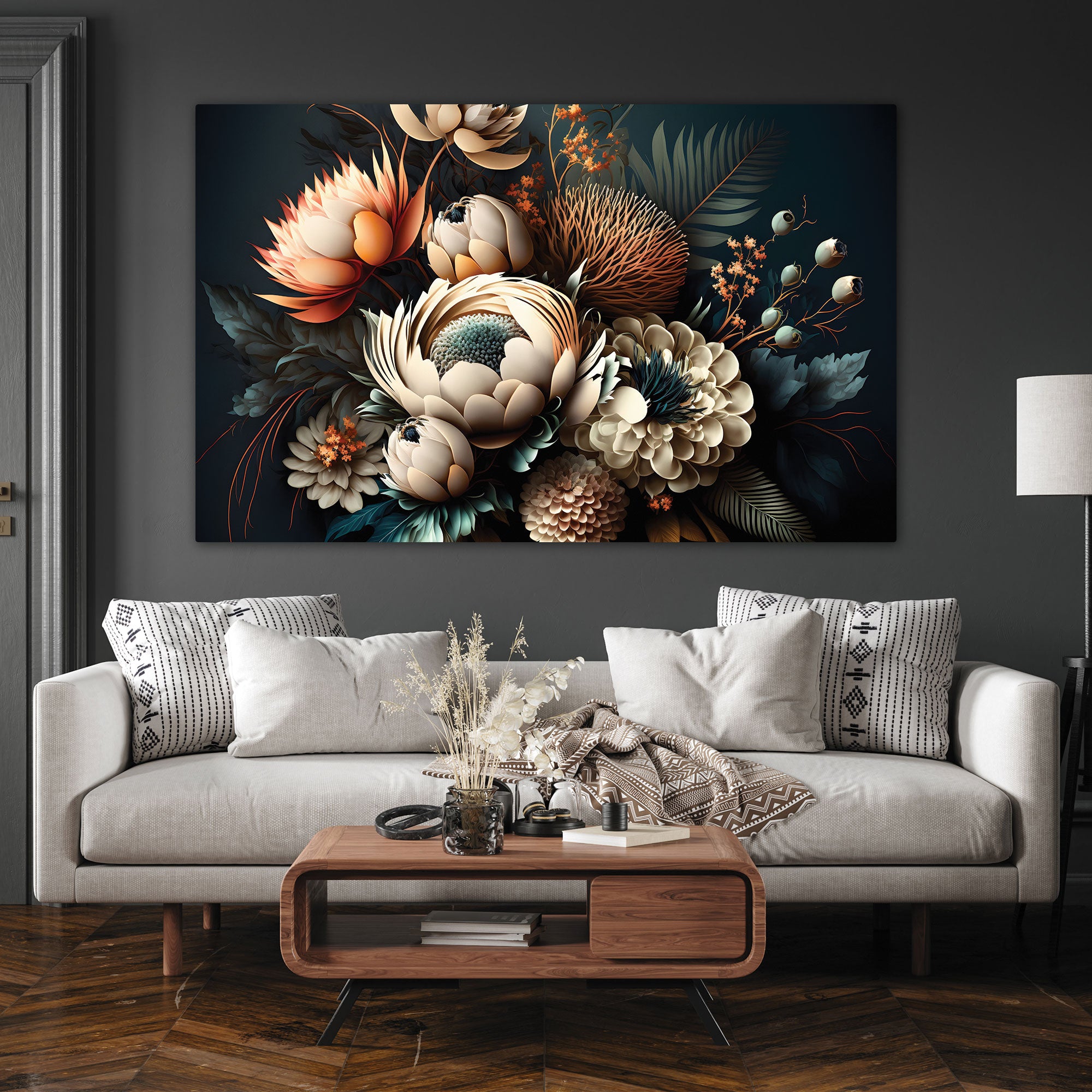 3d flowers Canvas painting with frame Big Size Wall Art for living room,Bedroom,Drawing room,Hotels