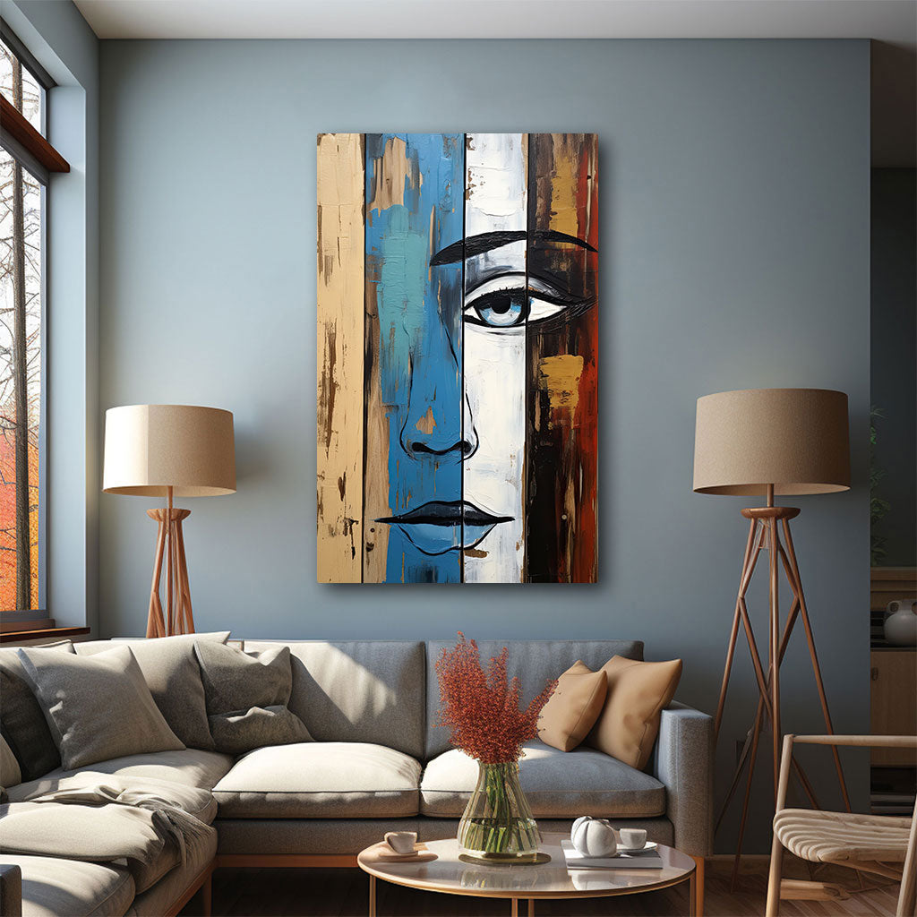 Women faceAbstract Canvas painting with frame Big Size Wall Art for living room,Bedroom,Drawing room,Hotels