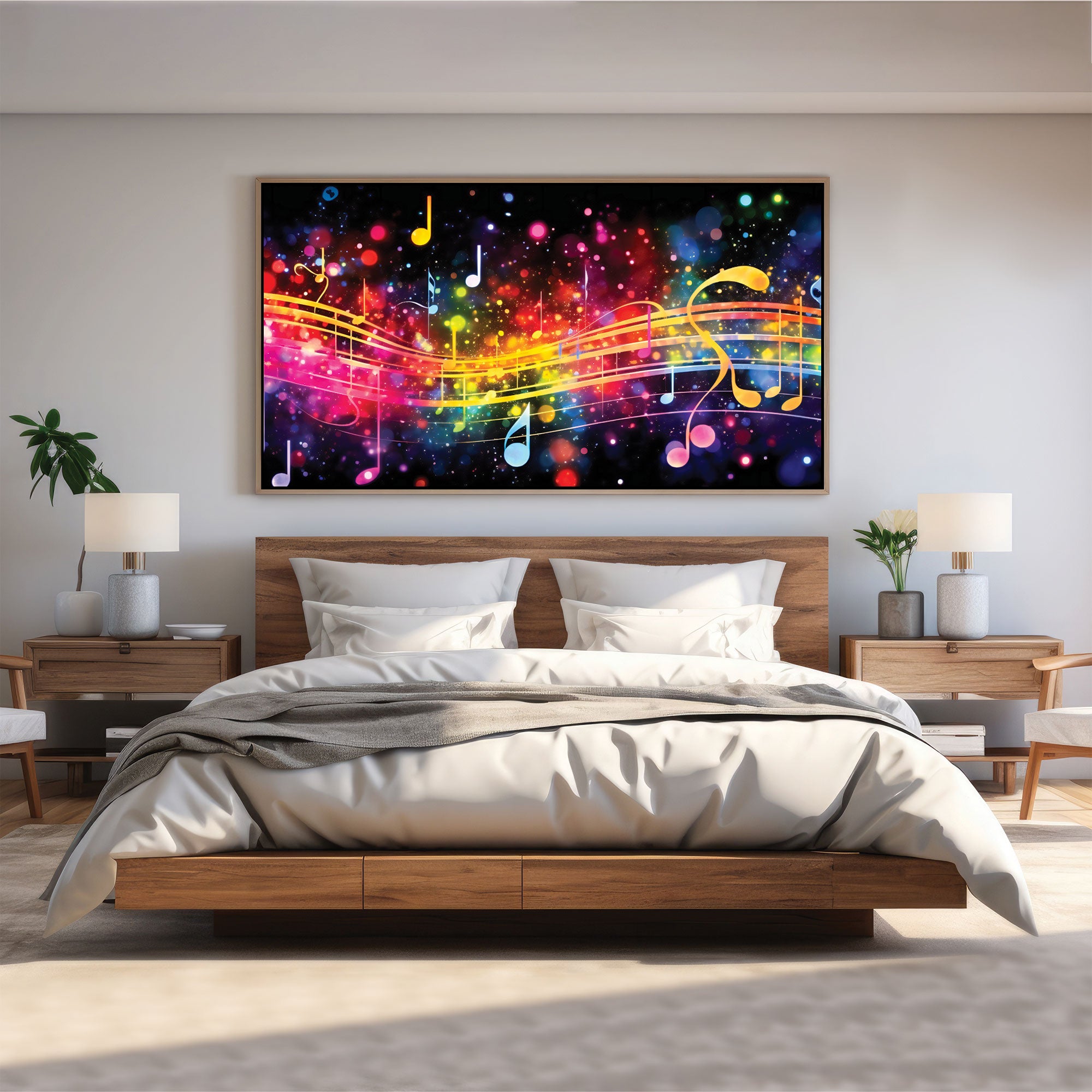 Colourful music notesAbstract Canvas painting with frame Big Size Wall Art for living room,Bedroom,Drawing room,Hotels
