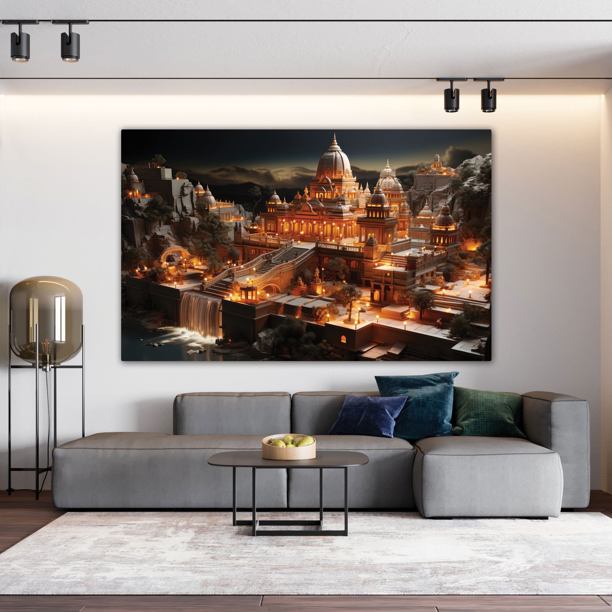Ayodhya Canvas painting with frame Big Size Wall Art for living room,Bedroom,Drawing room,Hotels