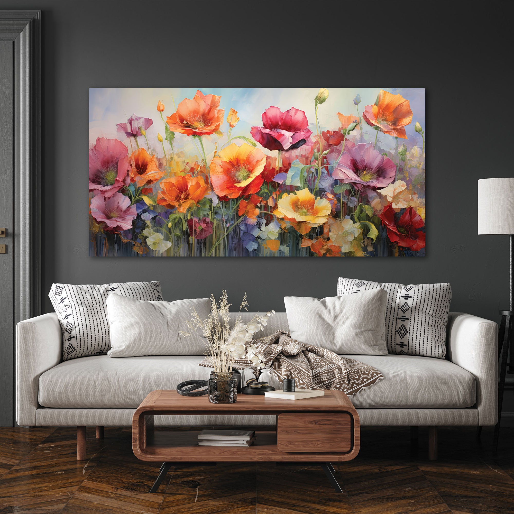 FlowersAbstract Canvas painting with frame Big Size Wall Art for living room,Bedroom,Drawing room,Hotels