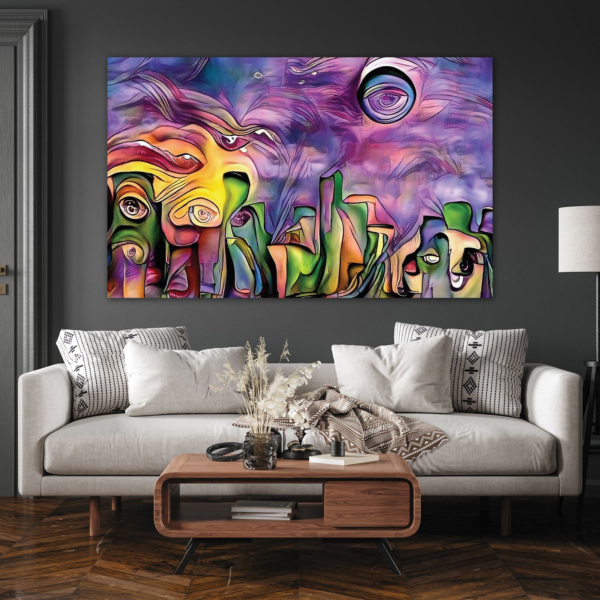 Swirly shapesAbstract Canvas painting with frame Big Size Wall Art for living room,Bedroom,Drawing room,Hotels