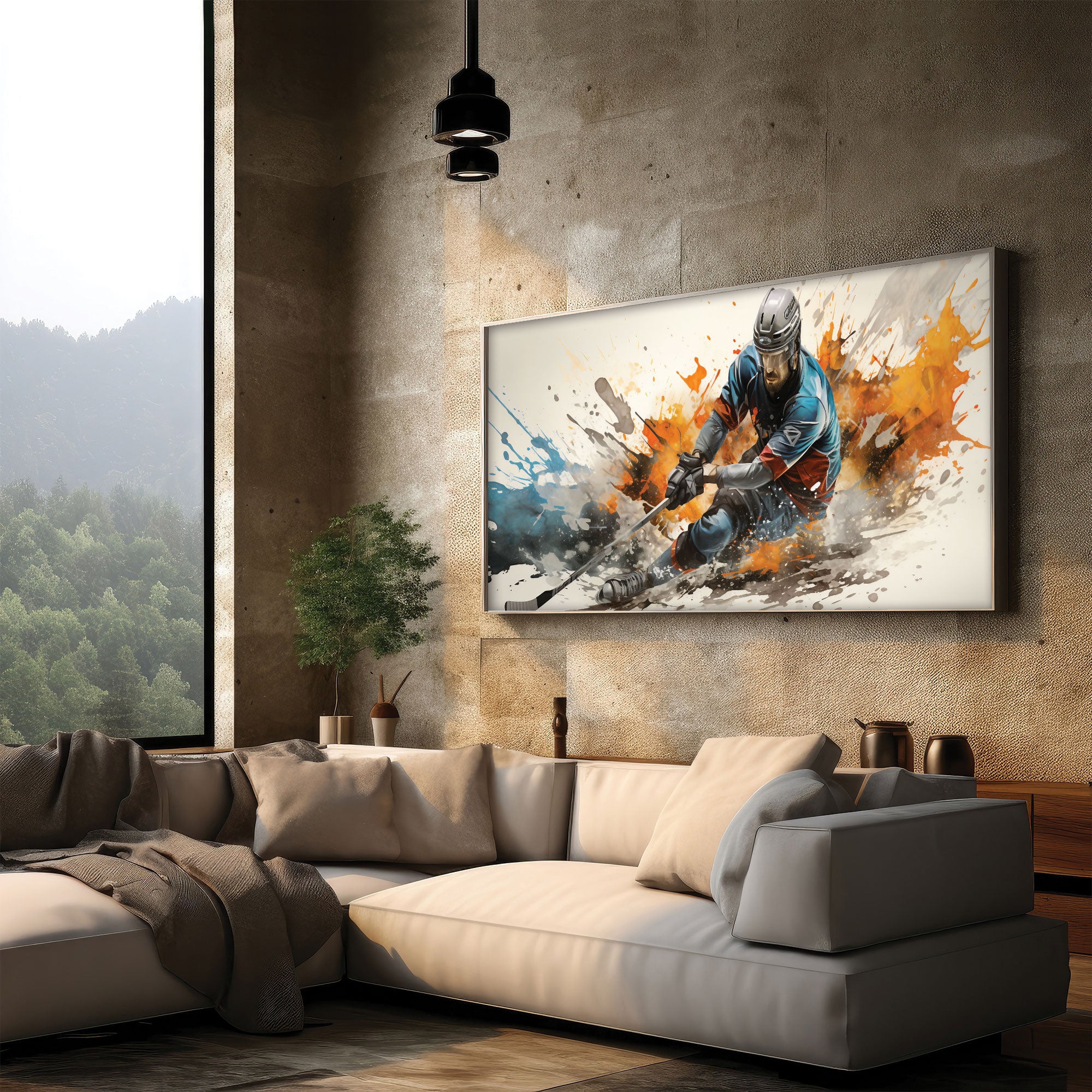 Ppanoramic hockeyAbstract Canvas painting with frame Big Size Wall Art for living room,Bedroom,Drawing room,Hotels