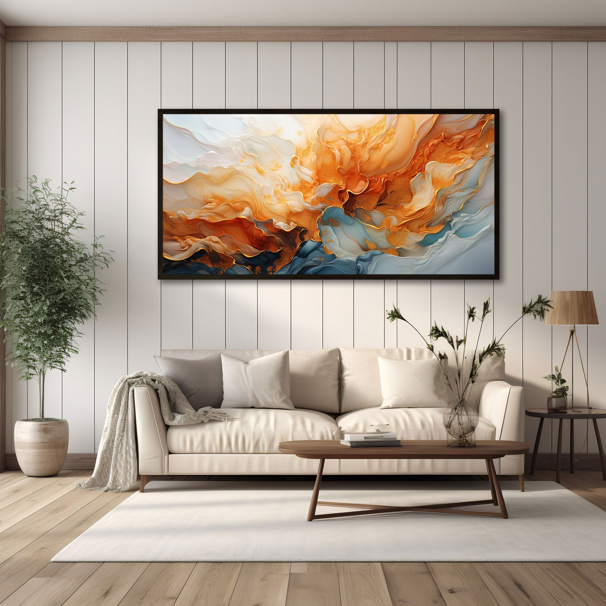 Modern MulticoloursAbstract Canvas painting with frame Big Size Wall Art for living room,Bedroom,Drawing room,Hotels