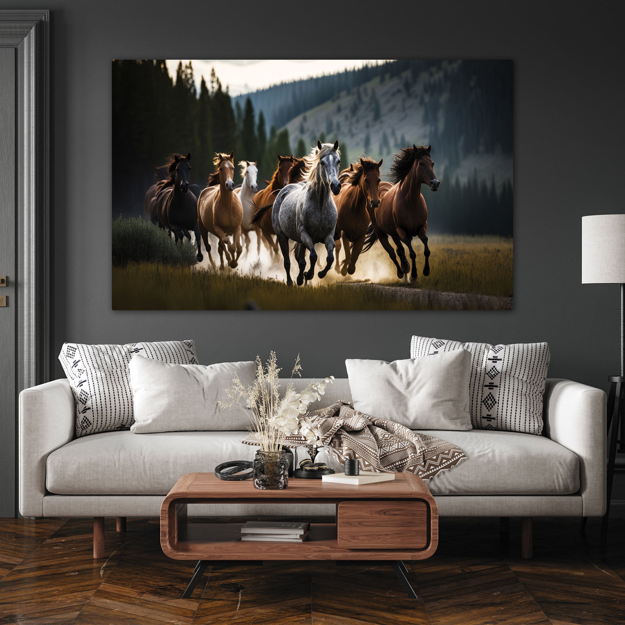 Vaastu running horses Canvas painting Big Size Wall Art for living room,Bedroom,Drawing room,Hotels
