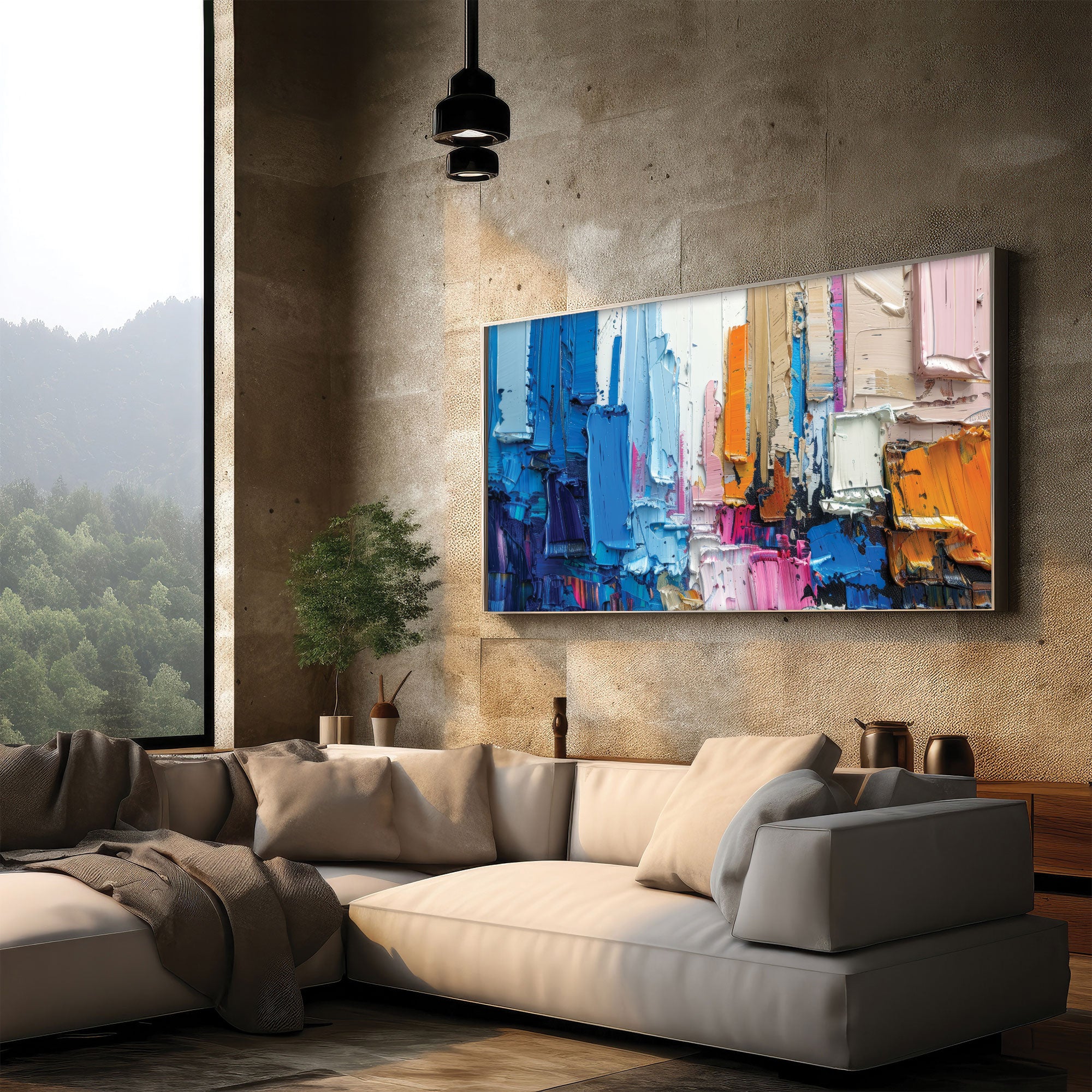 MulticoloursAbstract Canvas painting with frame Big Size Wall Art for living room,Bedroom,Drawing room,Hotels