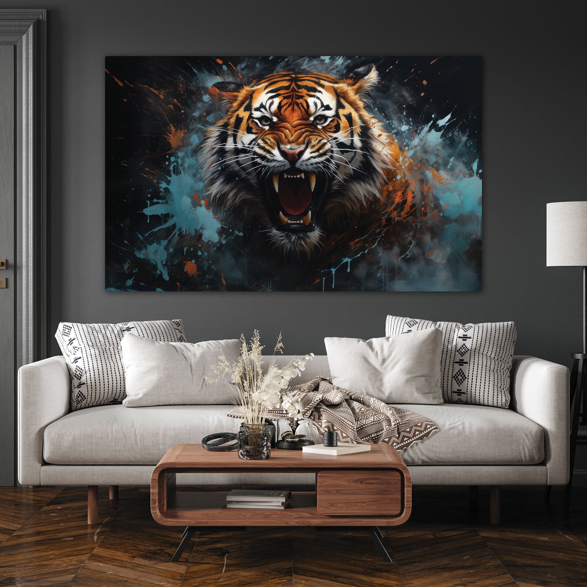 TigerAbstract Canvas painting with frame Big Size Wall Art for living room,Bedroom,Drawing room,Hotels