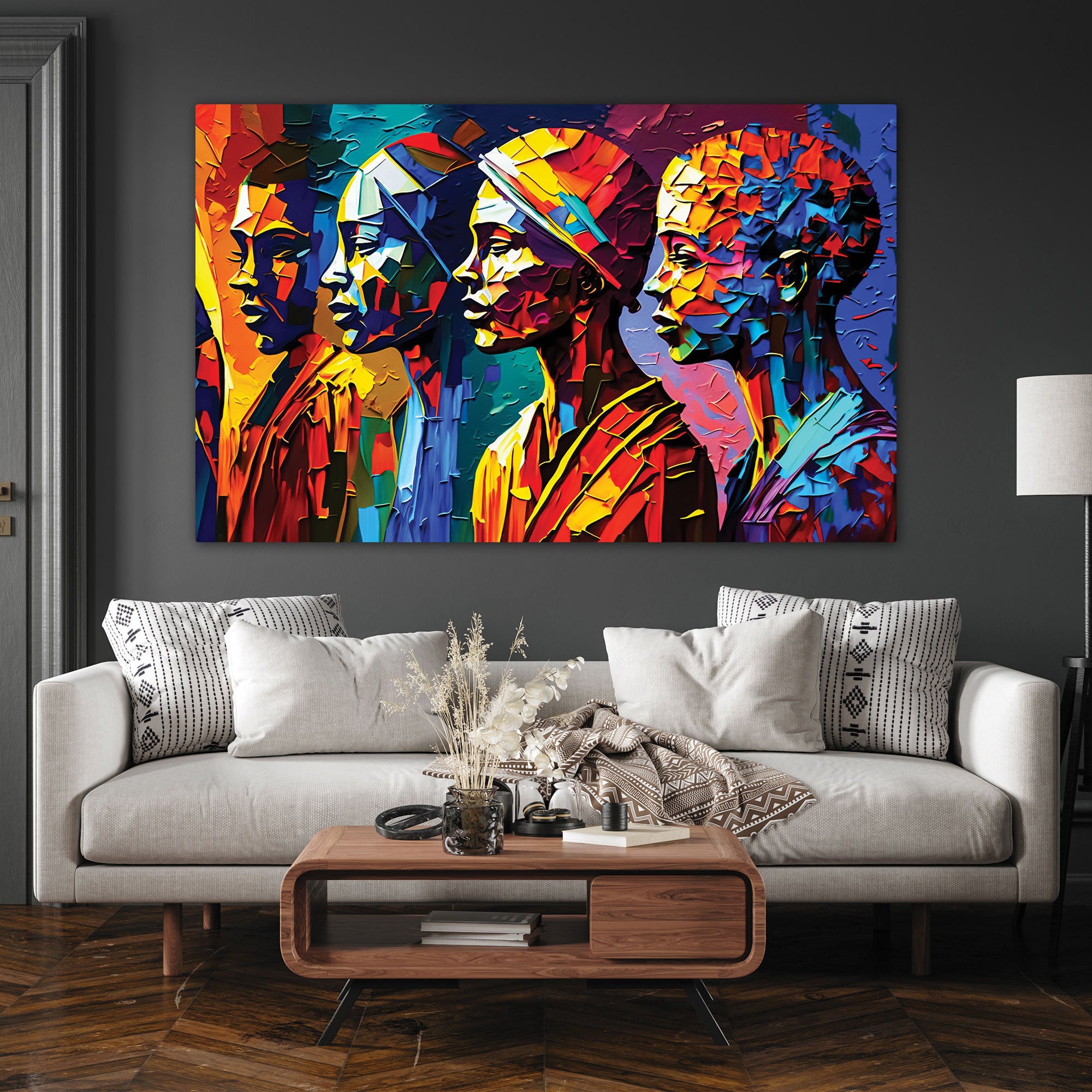 Multiwoman face Canvas painting with frame Big Size Wall Art for living room,Bedroom,Drawing room,Hotels