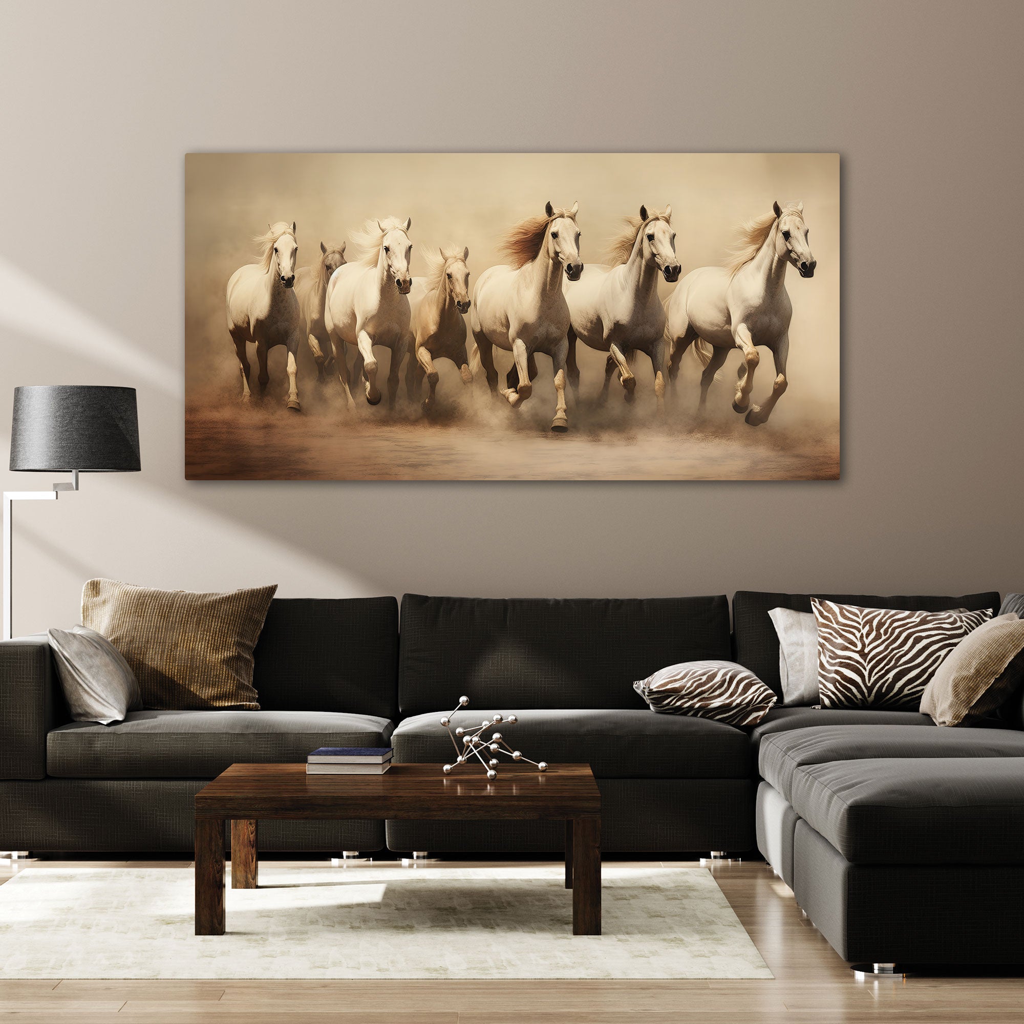 Running 7 horses vaastu Canvas painting Big Size Wall Art for living room,Bedroom,Drawing room,Hotels