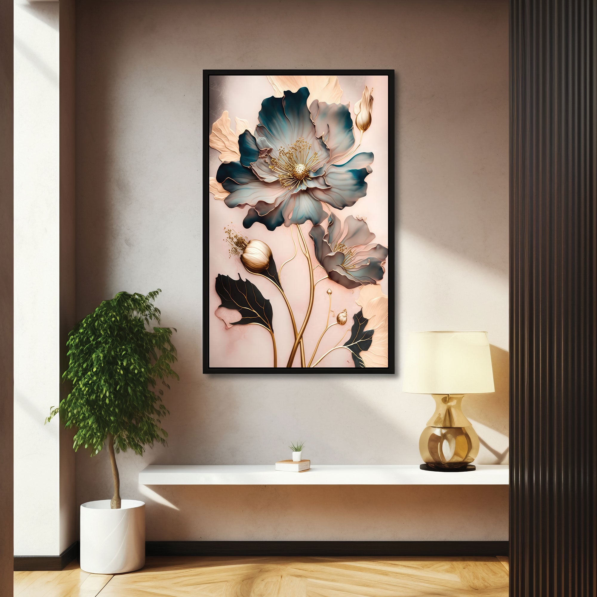 FlowerAbstract colour Canvas painting with frame Big Size Wall Art for living room,Bedroom,Drawing room,Hotels