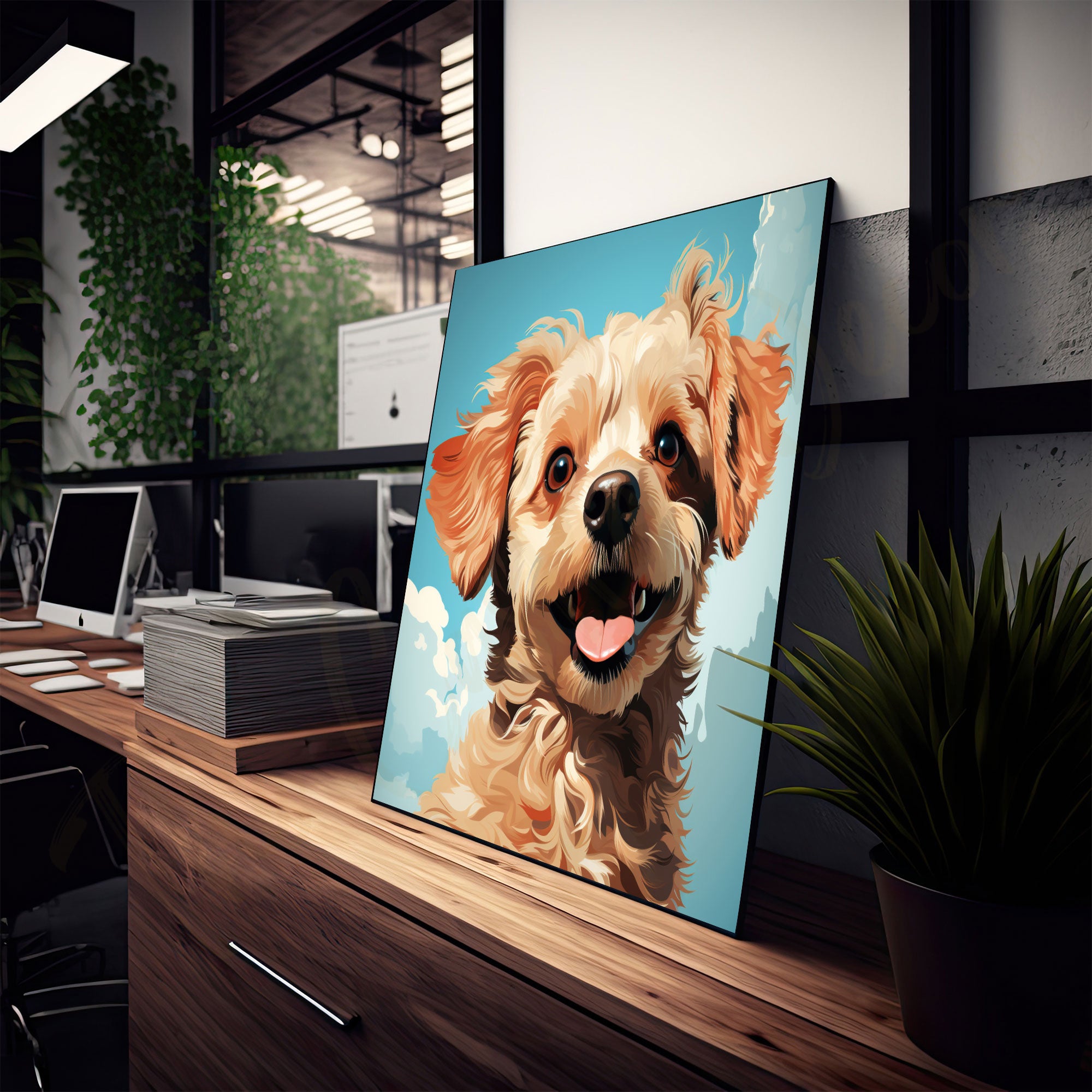 Dog painting with frame Big Size Wall Art for living room,Bedroom,Drawing room,Hotels