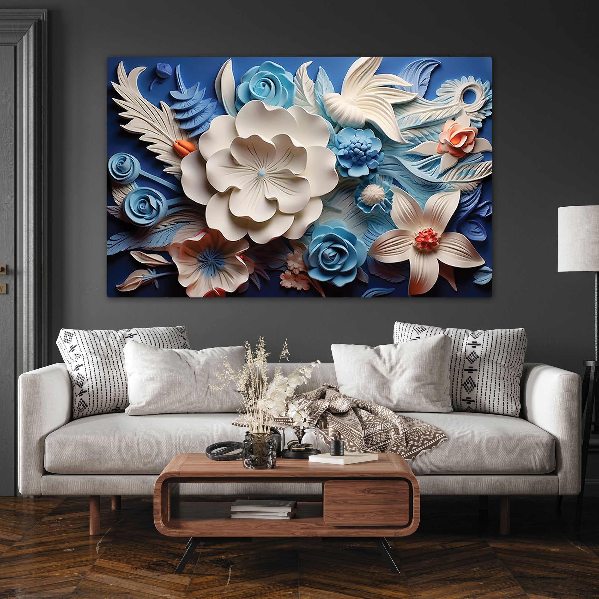 Beautiful flowers Canvas painting with frame Big Size Wall Art for living room,Bedroom,Drawing room,Hotels