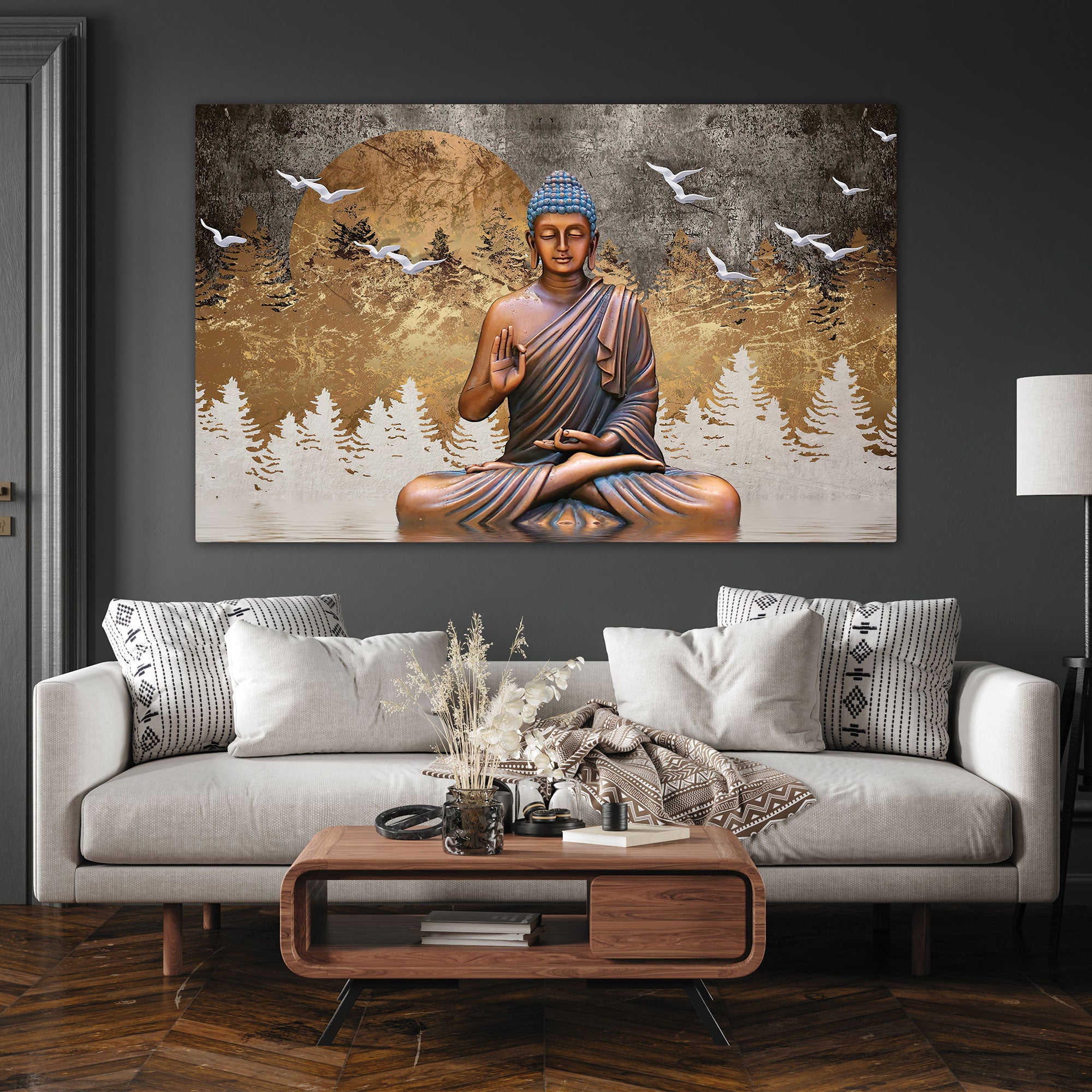 Modern budha art Canvas painting with frame Big Size Wall Art for living room,Bedroom,Drawing room,Hotels
