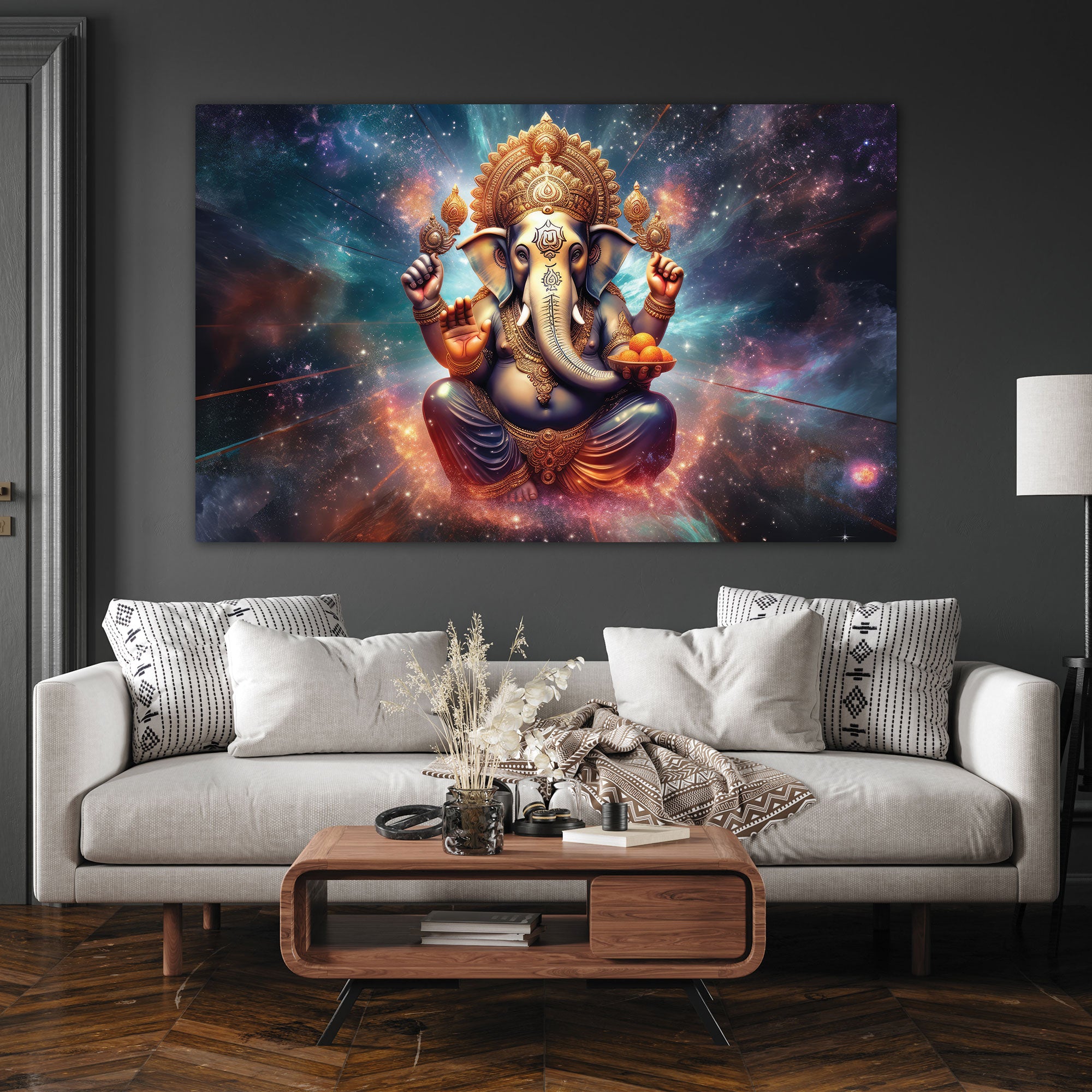 Lord ganesha Canvas painting with frame Big Size Wall Art for living room,Bedroom,Drawing room,Hotels