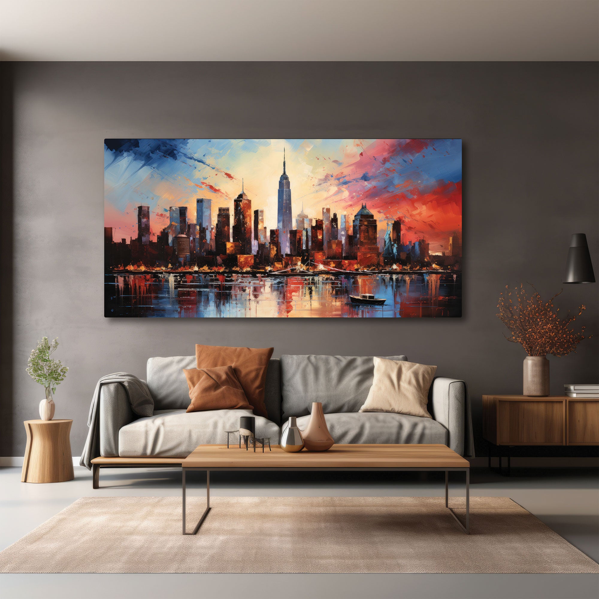 Modern cityscape Canvas painting with frame Big Size Wall Art for living room,Bedroom,Drawing room,Hotels