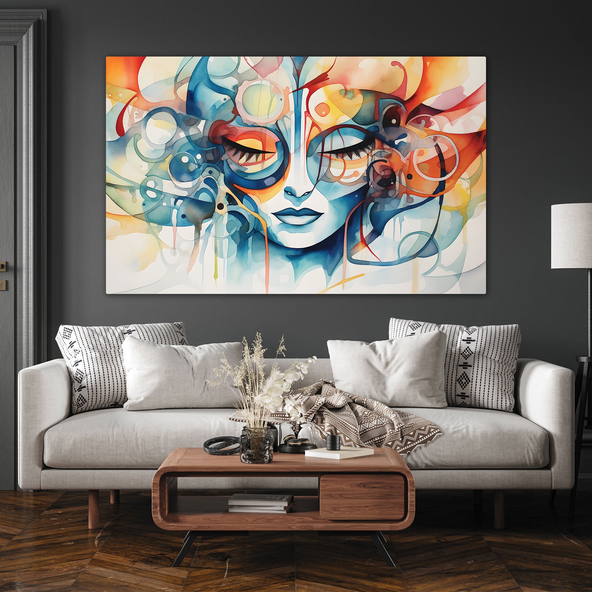 Multicolour face Canvas painting with frame Big Size Wall Art for living room,Bedroom,Drawing room,Hotels