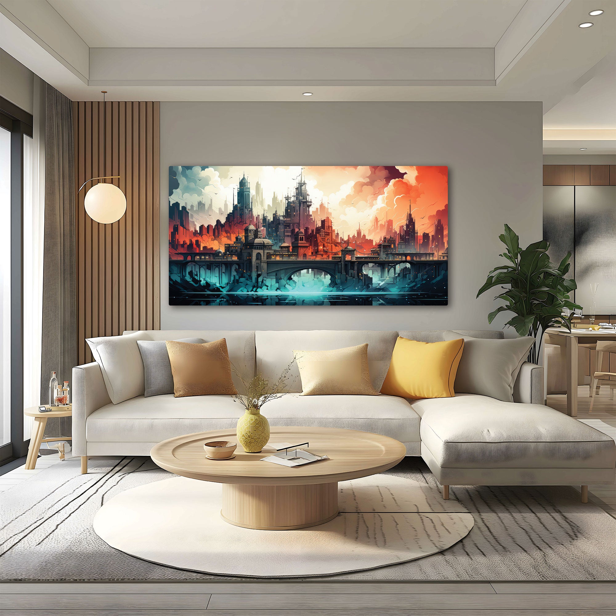 CityAbstract Canvas painting with frame Big Size Wall Art for living room,Bedroom,Drawing room,Hotels