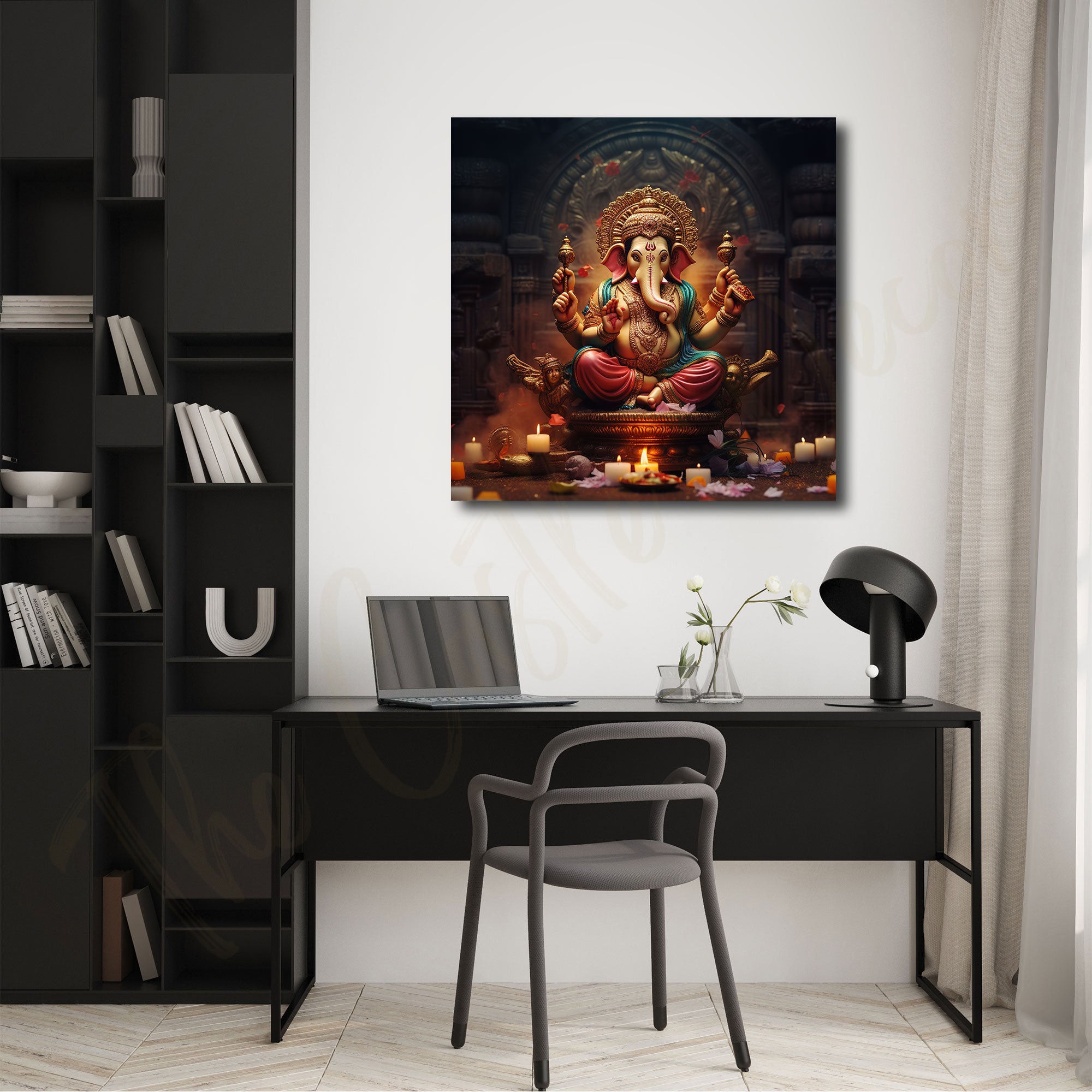 Lord ganesh painting with frame Big Size Wall Art for living room,Bedroom,Drawing room,Hotels