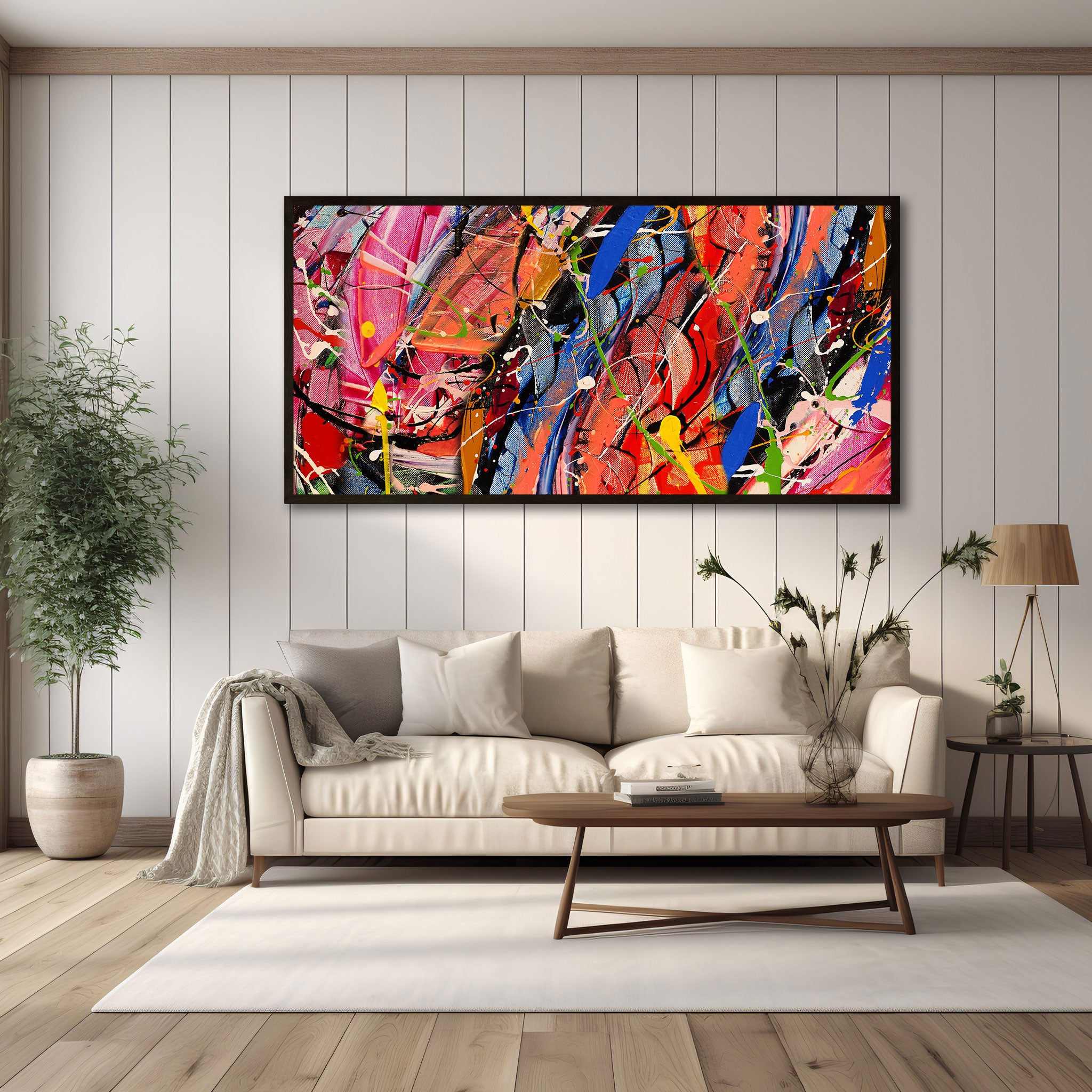 ColourfulAbstract art Canvas painting with frame Big Size Wall Art for living room,Bedroom,Drawing room,Hotels