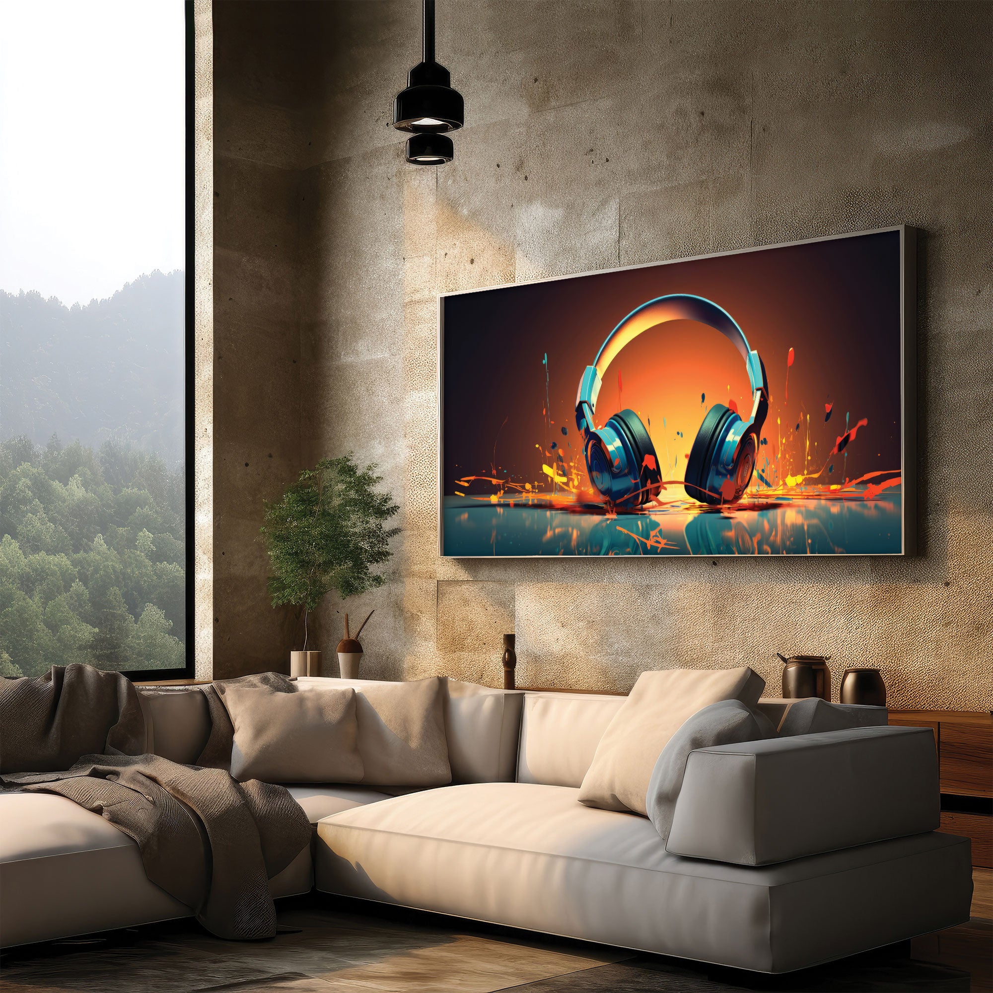 HeadphoneAbstract Canvas painting with frame Big Size Wall Art for living room,Bedroom,Drawing room,Hotels