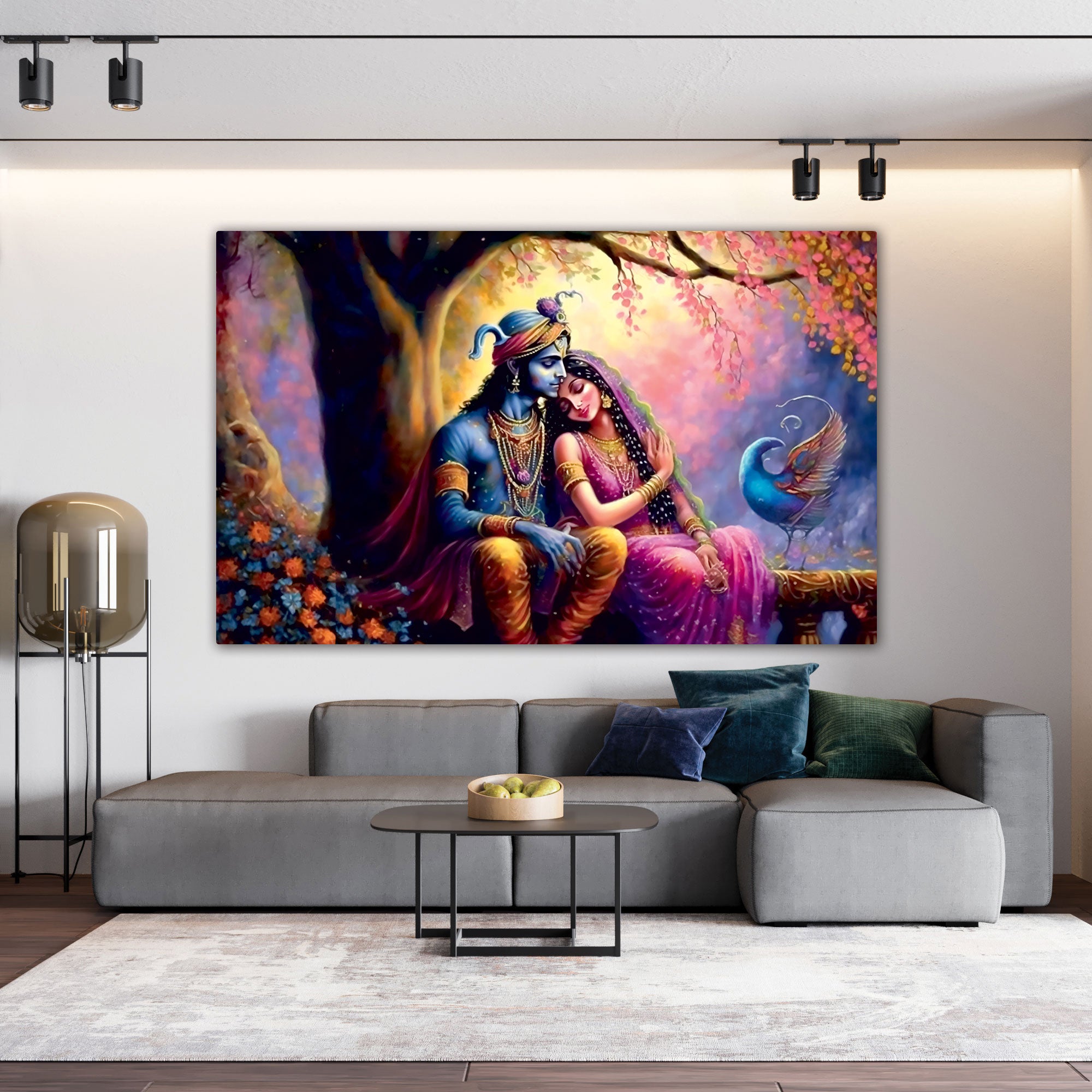 Radha krishna Canvas painting Big Size Wall Art for living room,Bedroom,Drawing room,Hotels