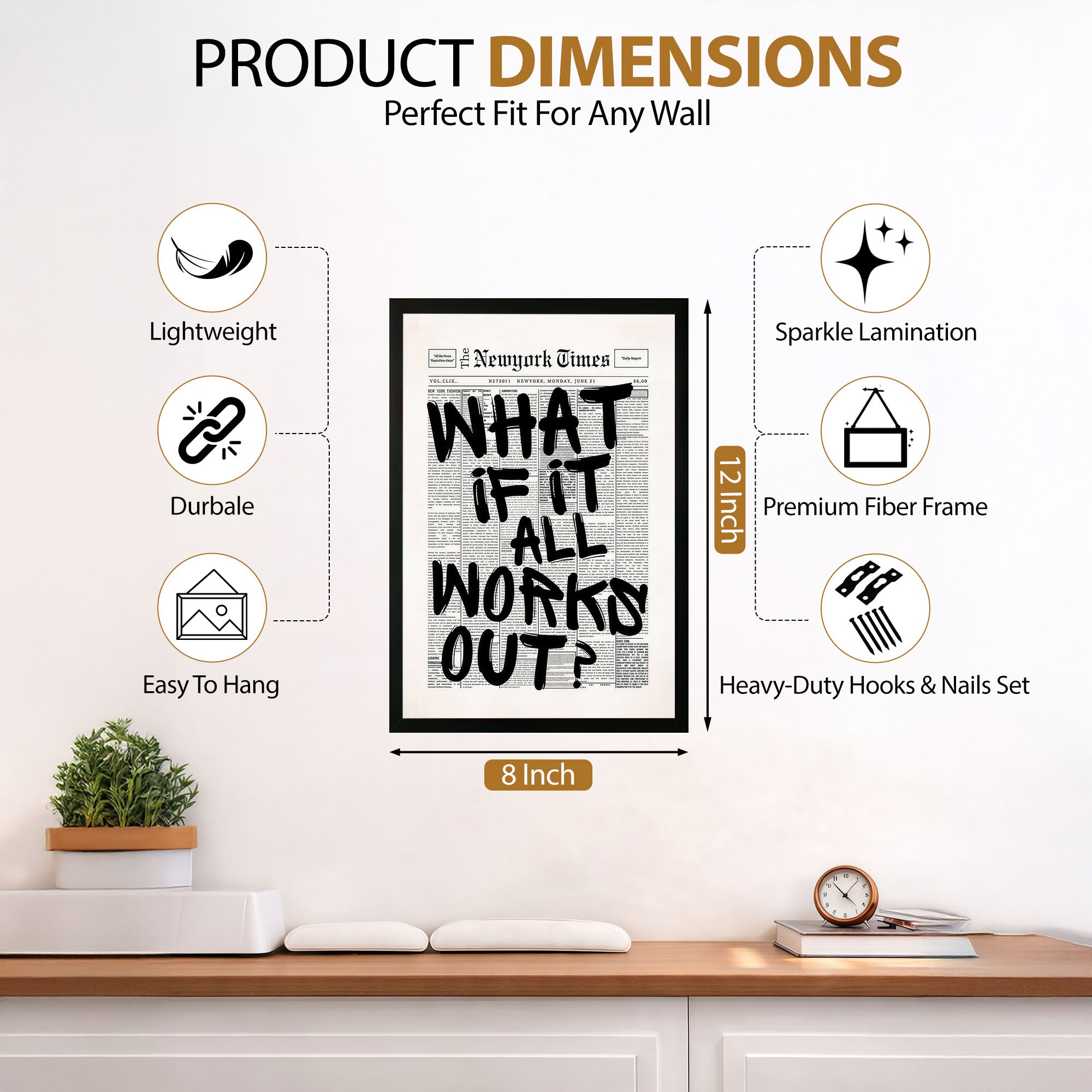 The Castle Decor What If It All Works Out Wall Art | Motivational Quote Frame for Office & Home Decor