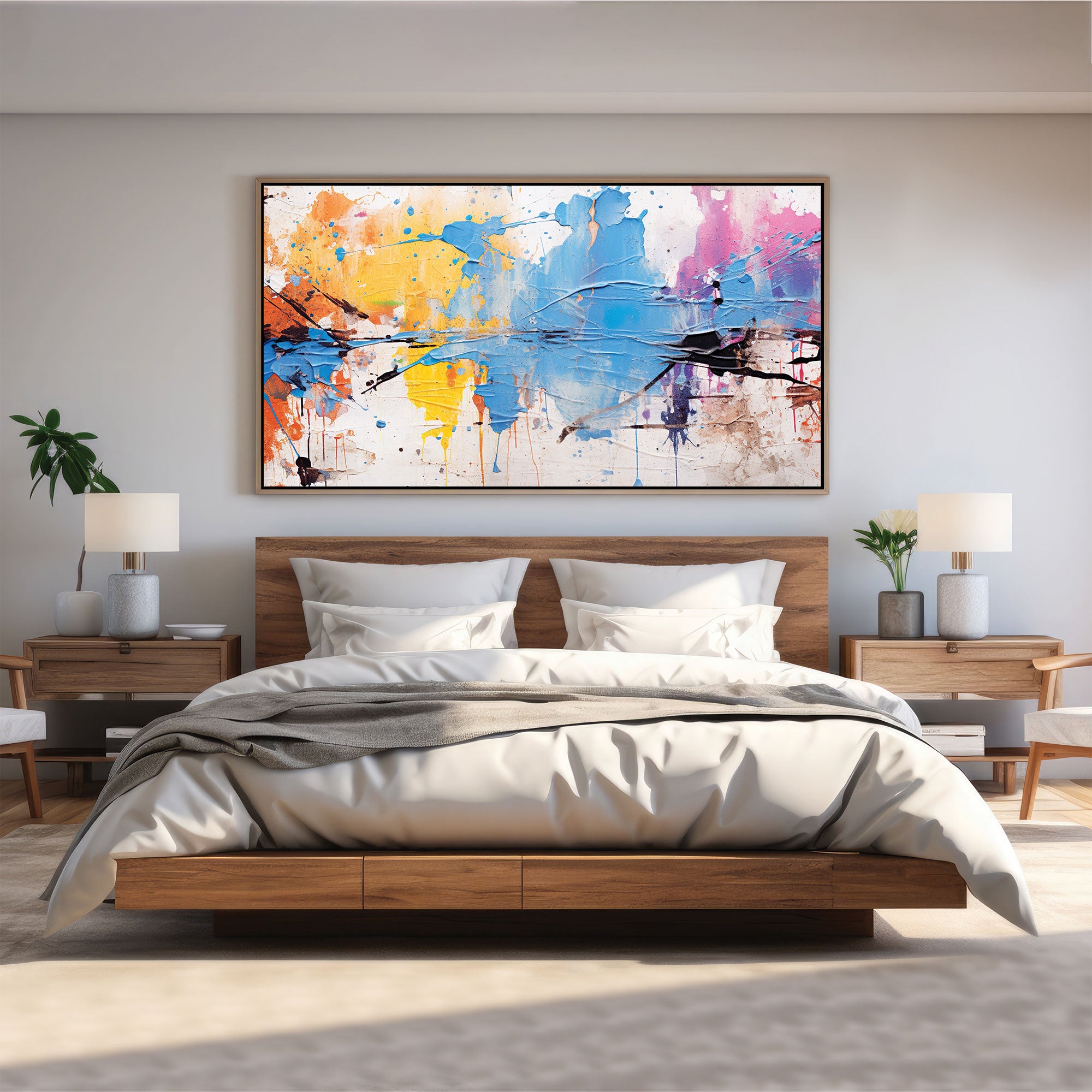 ColoursAbstract Canvas painting with frame Big Size Wall Art for living room,Bedroom,Drawing room,Hotels