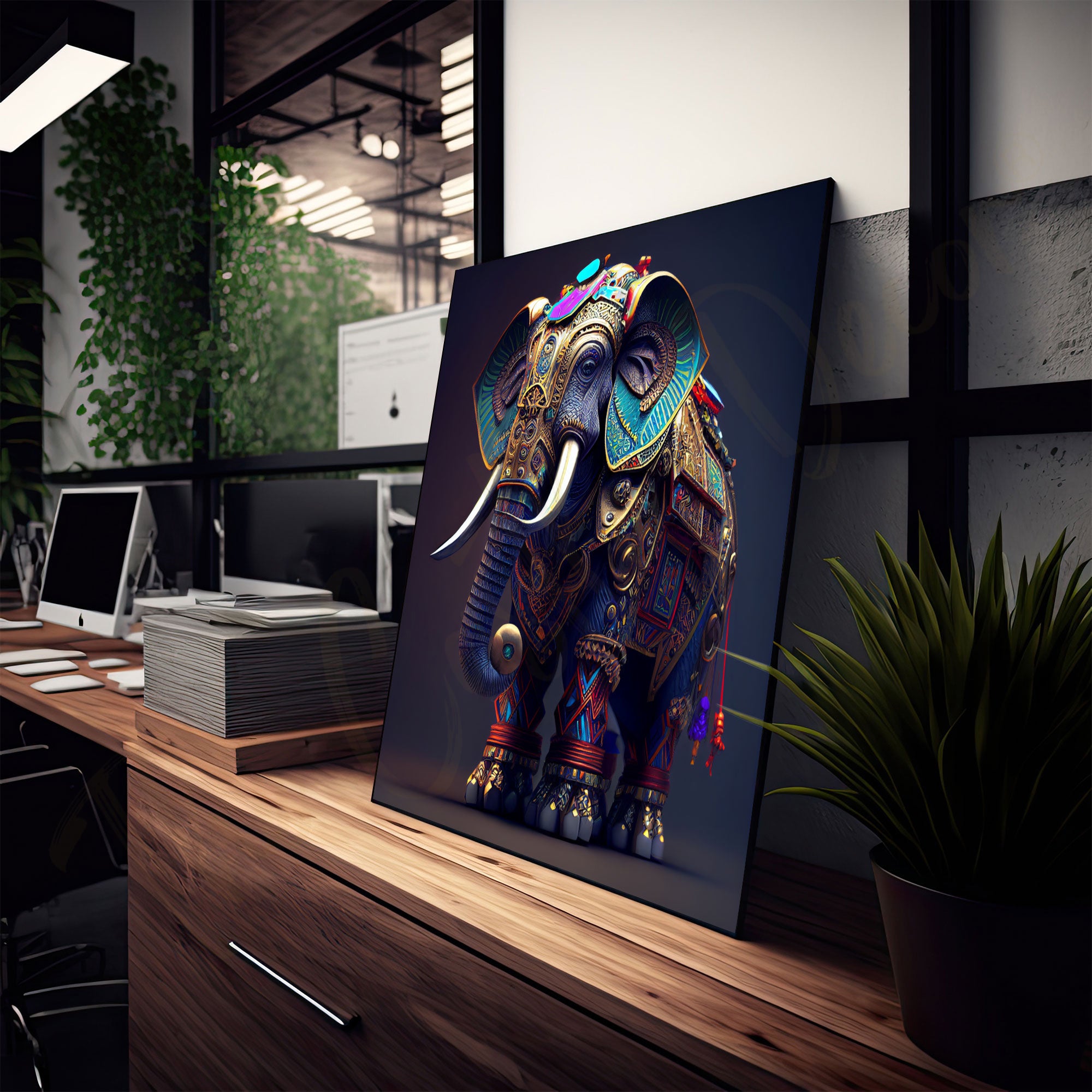 Elephant painting with frame Big Size Wall Art for living room,Bedroom,Drawing room,Hotels