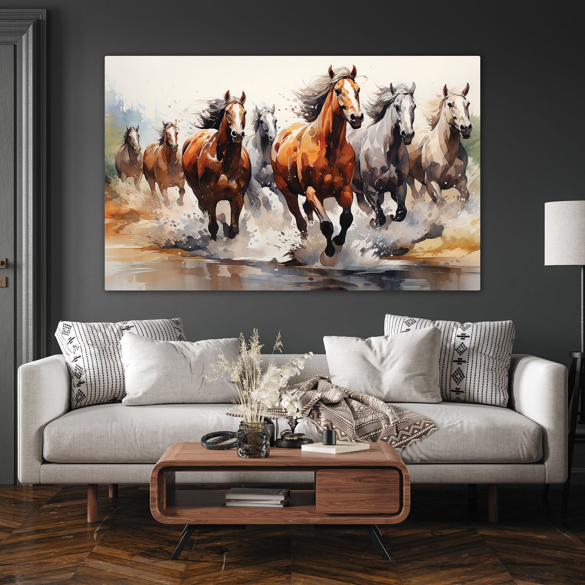 7 hoses running vastu Canvas painting Big Size Wall Art for living room,Bedroom,Drawing room,Hotels