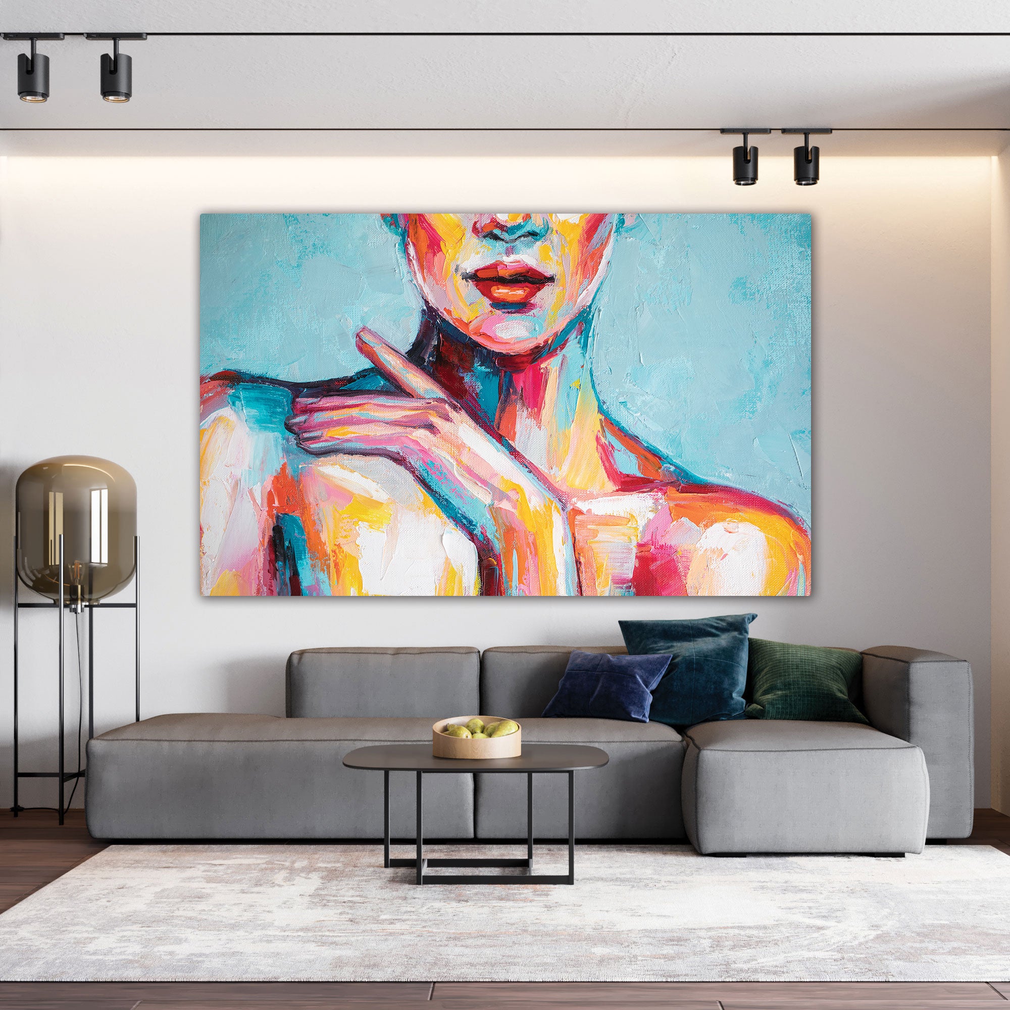 Women faceAbstract Canvas painting with frame Big Size Wall Art for living room,Bedroom,Drawing room,Hotels
