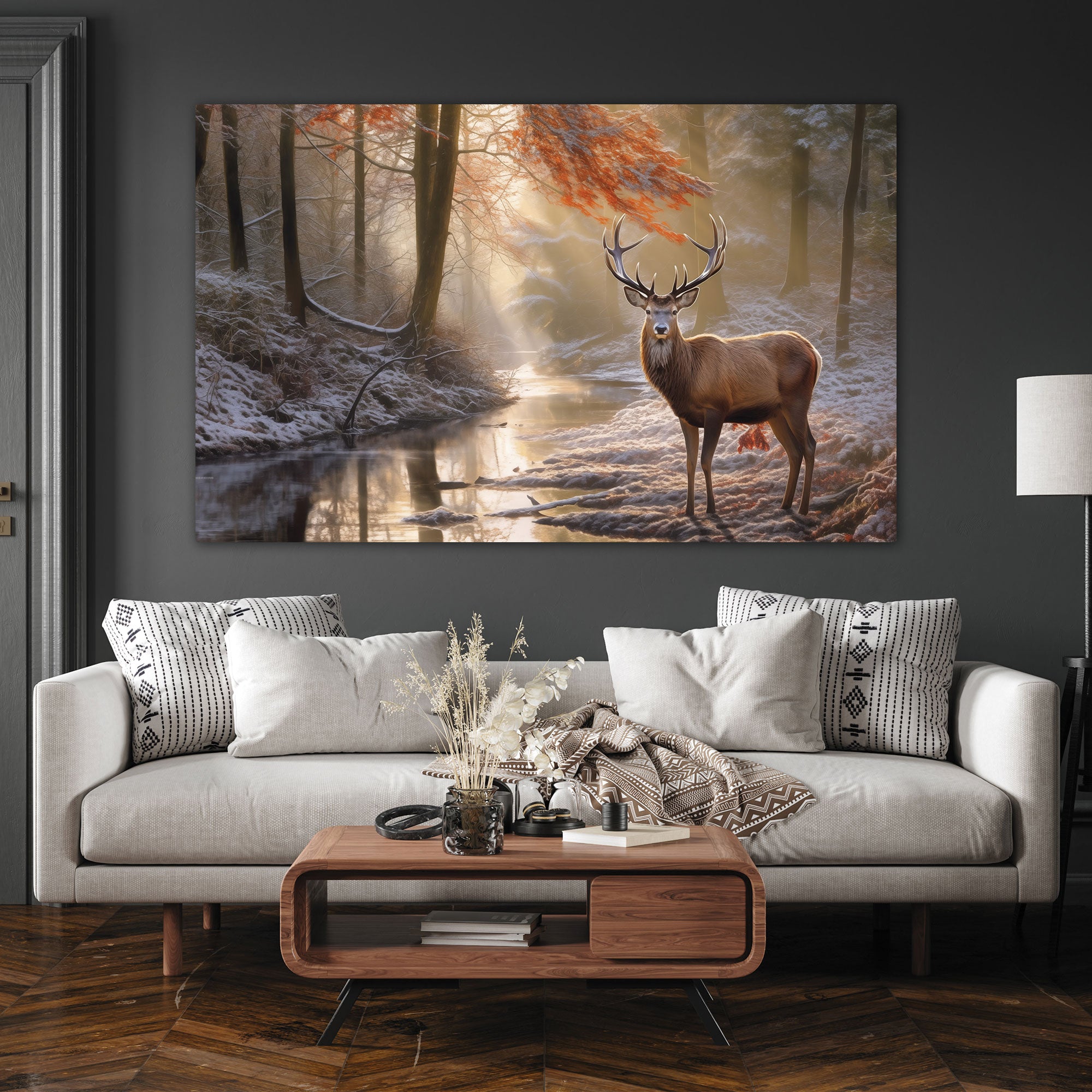 Deer Abstract Canvas painting with frame Big Size Wall Art for living room,Bedroom,Drawing room,Hotels
