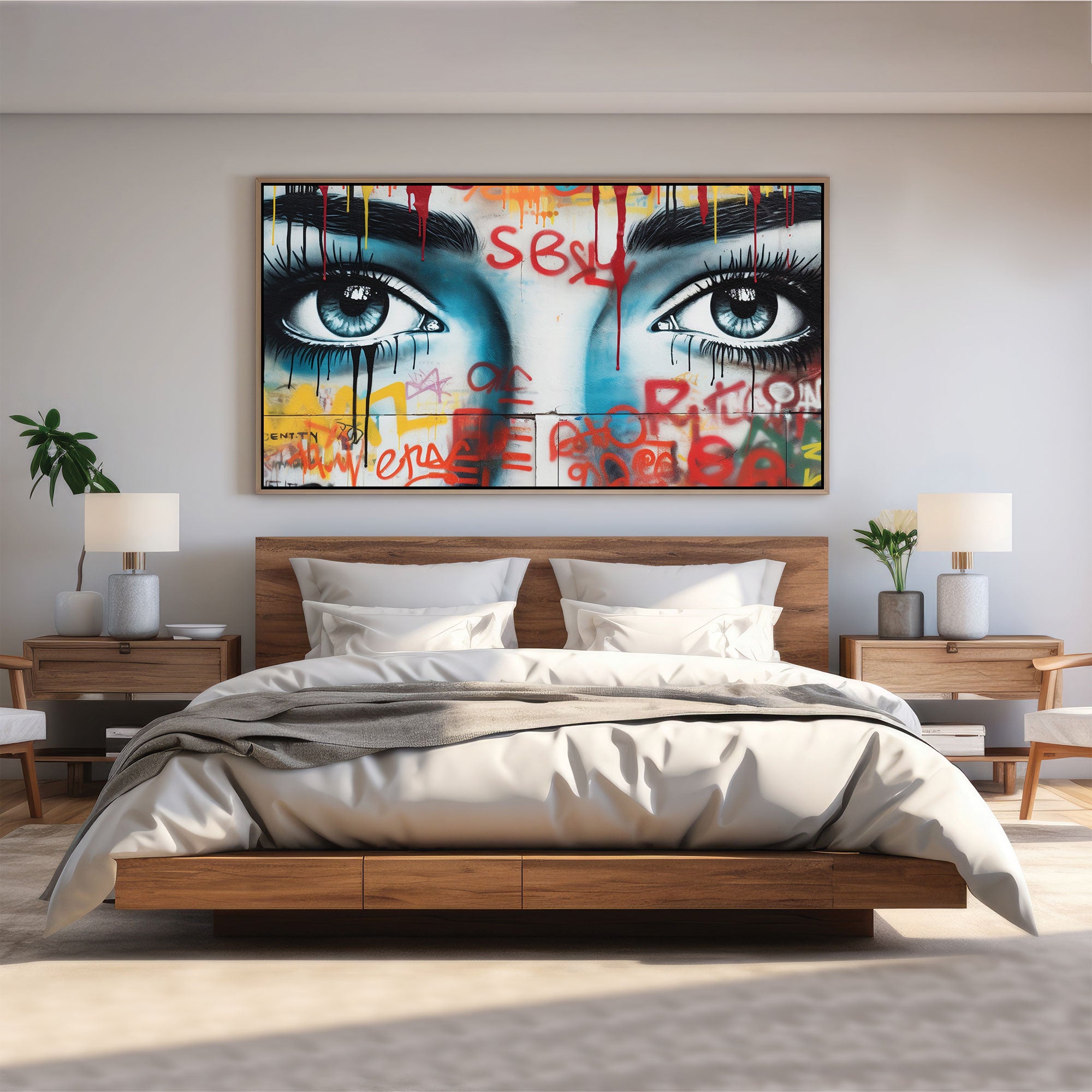 Graffiti womanAbstract Canvas painting with frame Big Size Wall Art for living room,Bedroom,Drawing room,Hotels