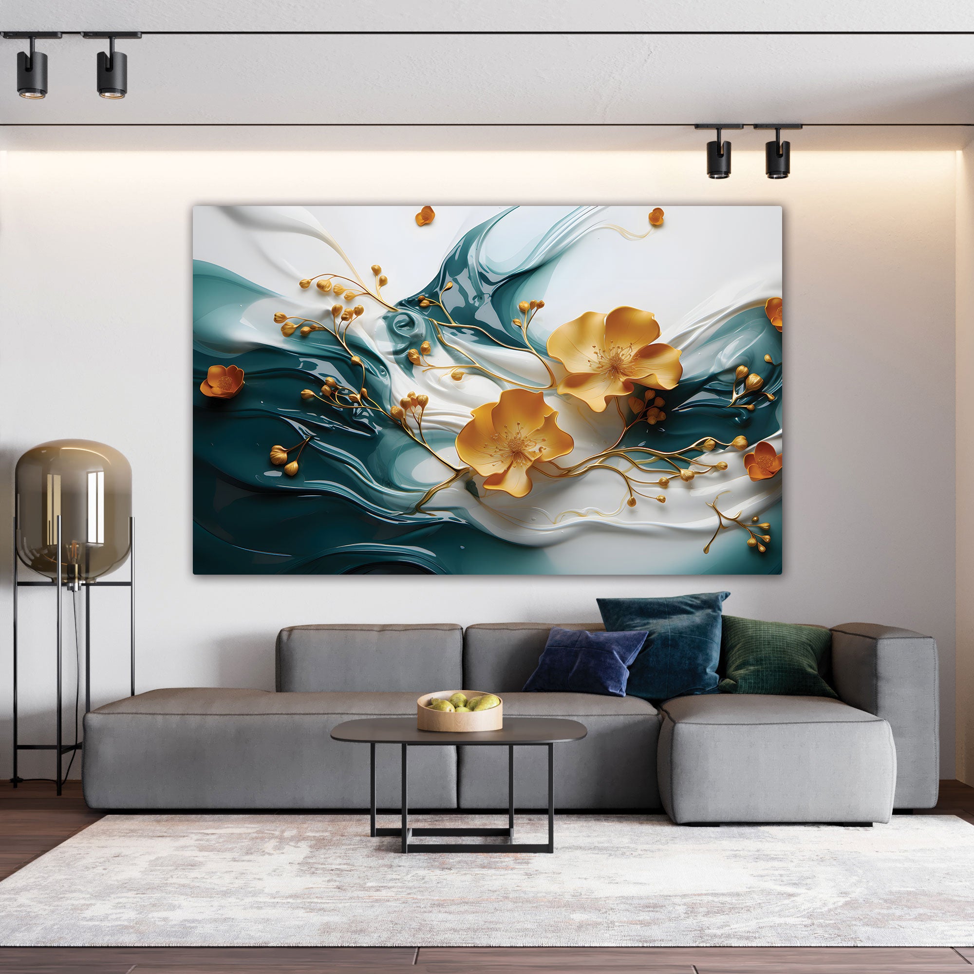 Flowers Abstract Canvas painting with frame Big Size Wall Art for living room,Bedroom,Drawing room,Hotels