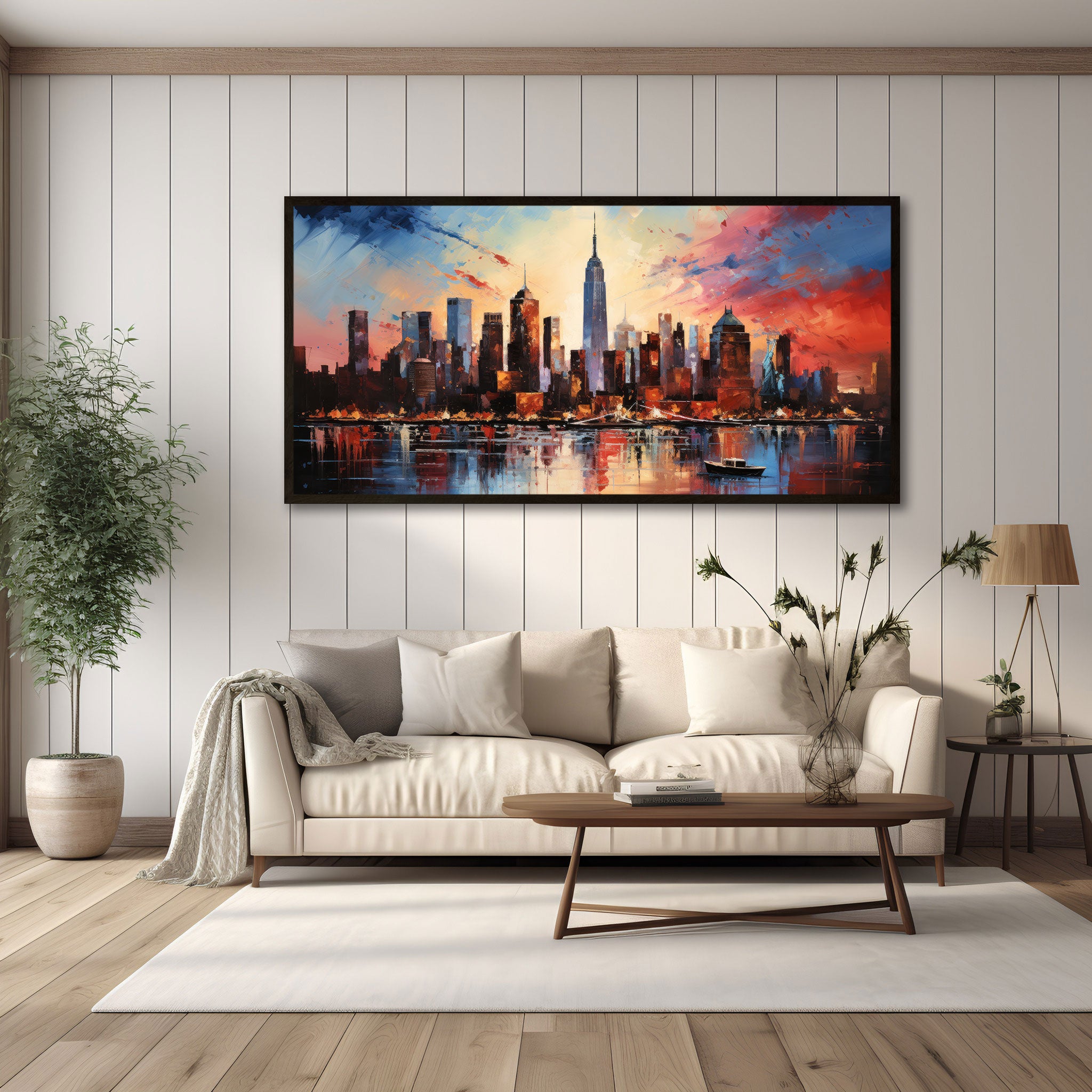 Modern cityscape Canvas painting with frame Big Size Wall Art for living room,Bedroom,Drawing room,Hotels