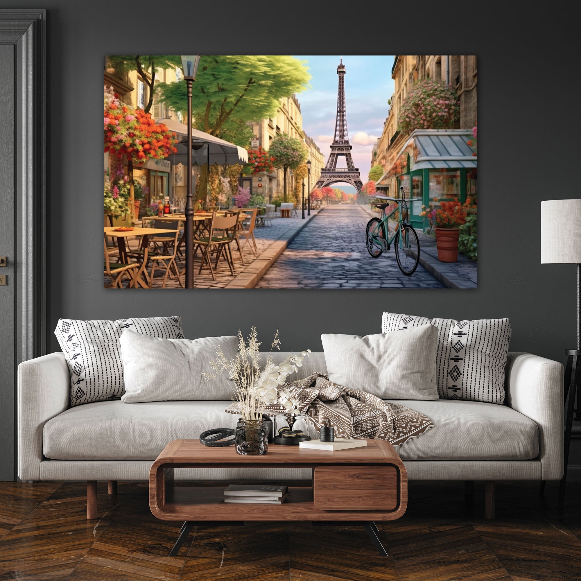 Cafe paris Canvas painting with frame Big Size Wall Art for living room,Bedroom,Drawing room,Hotels
