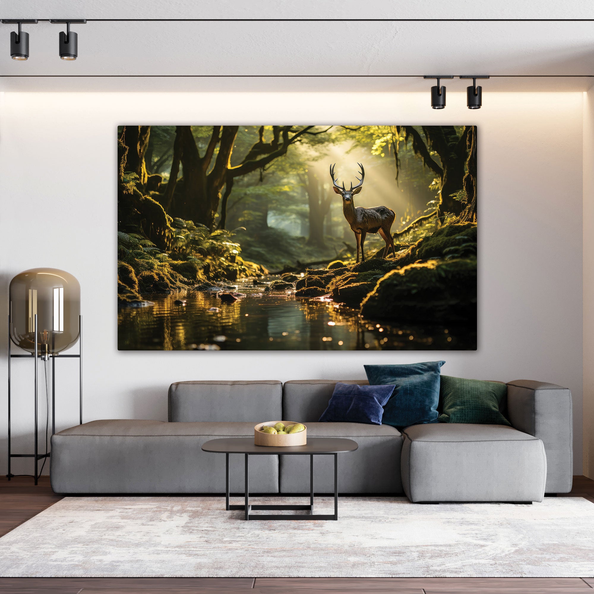 Deer forest Canvas painting with frame Big Size Wall Art for living room,Bedroom,Drawing room,Hotels