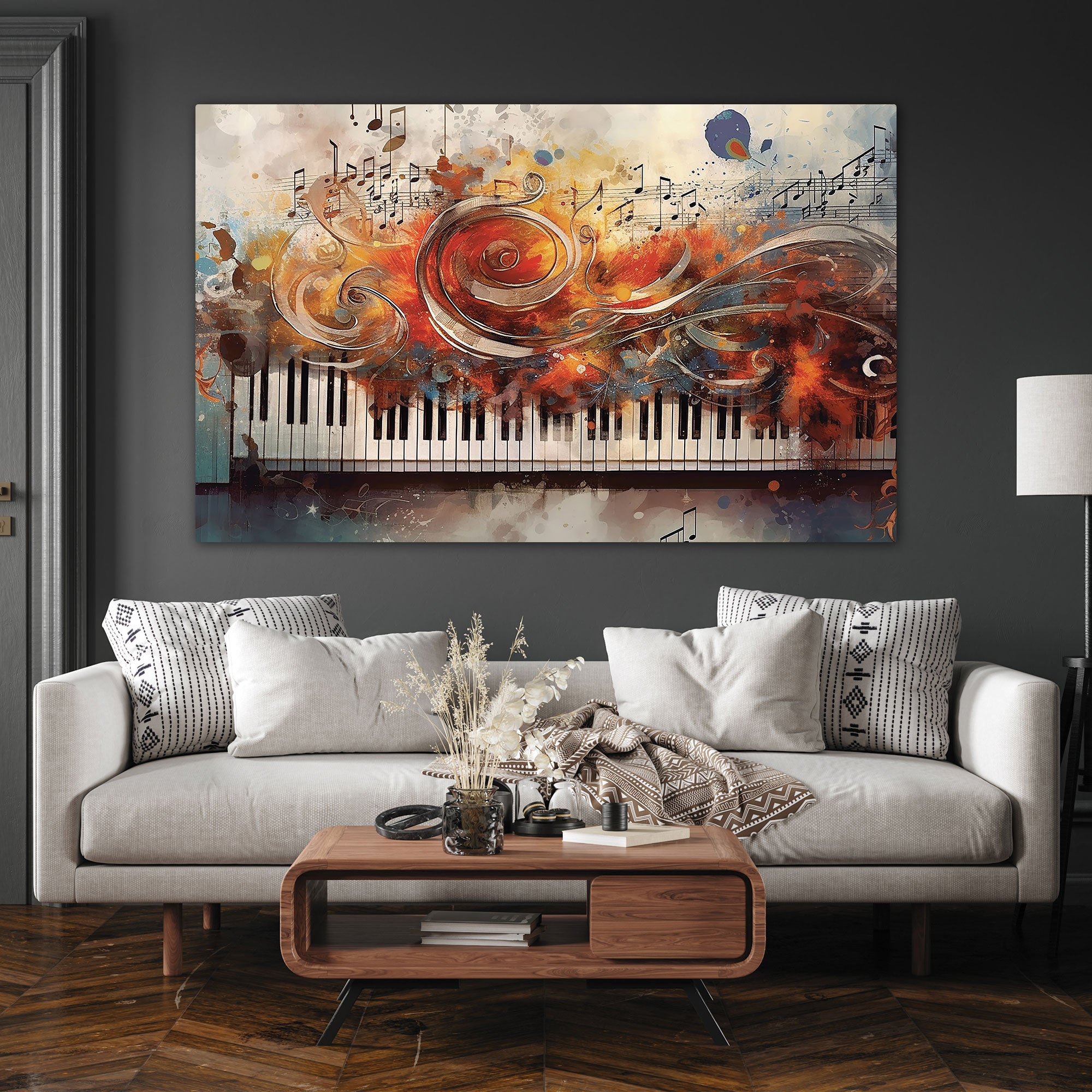 Pianno music Canvas painting with frame Big Size Wall Art for living room,Bedroom,Drawing room,Hotels