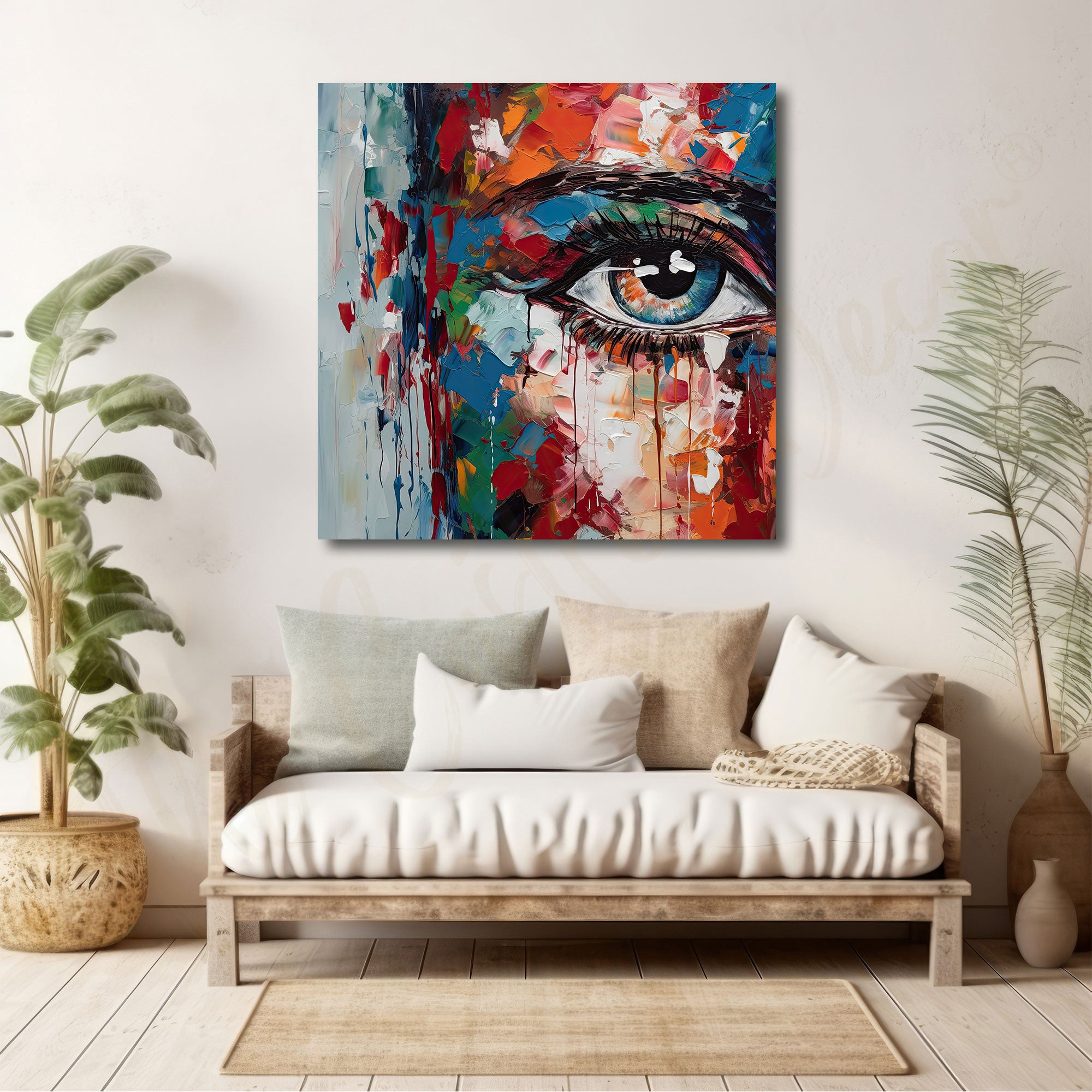 Abstract woman face painting with frame Big Size Wall Art for living room,Bedroom,Drawing room,Hotels
