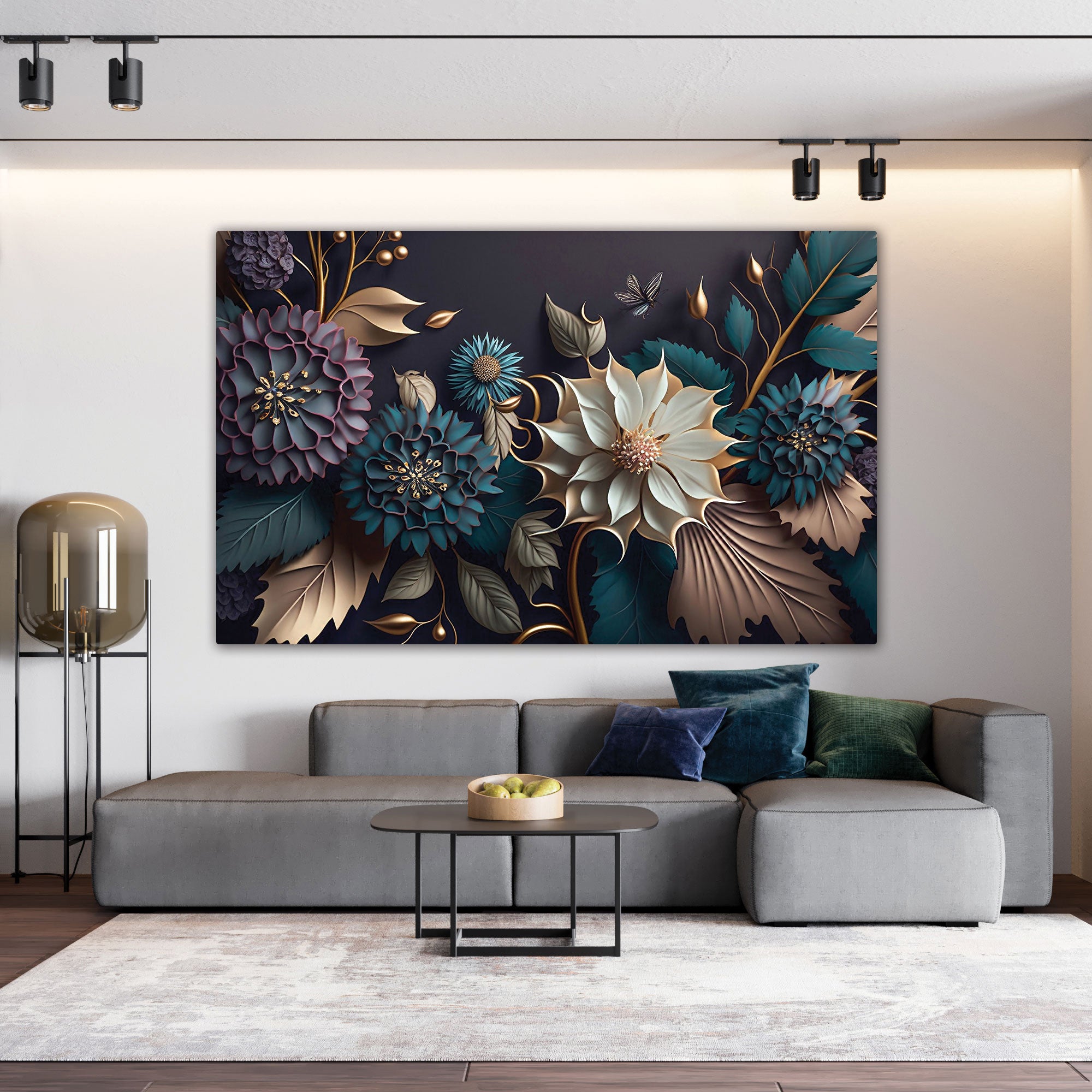 3D flowers Canvas painting with frame Big Size Wall Art for living room,Bedroom,Drawing room,Hotels