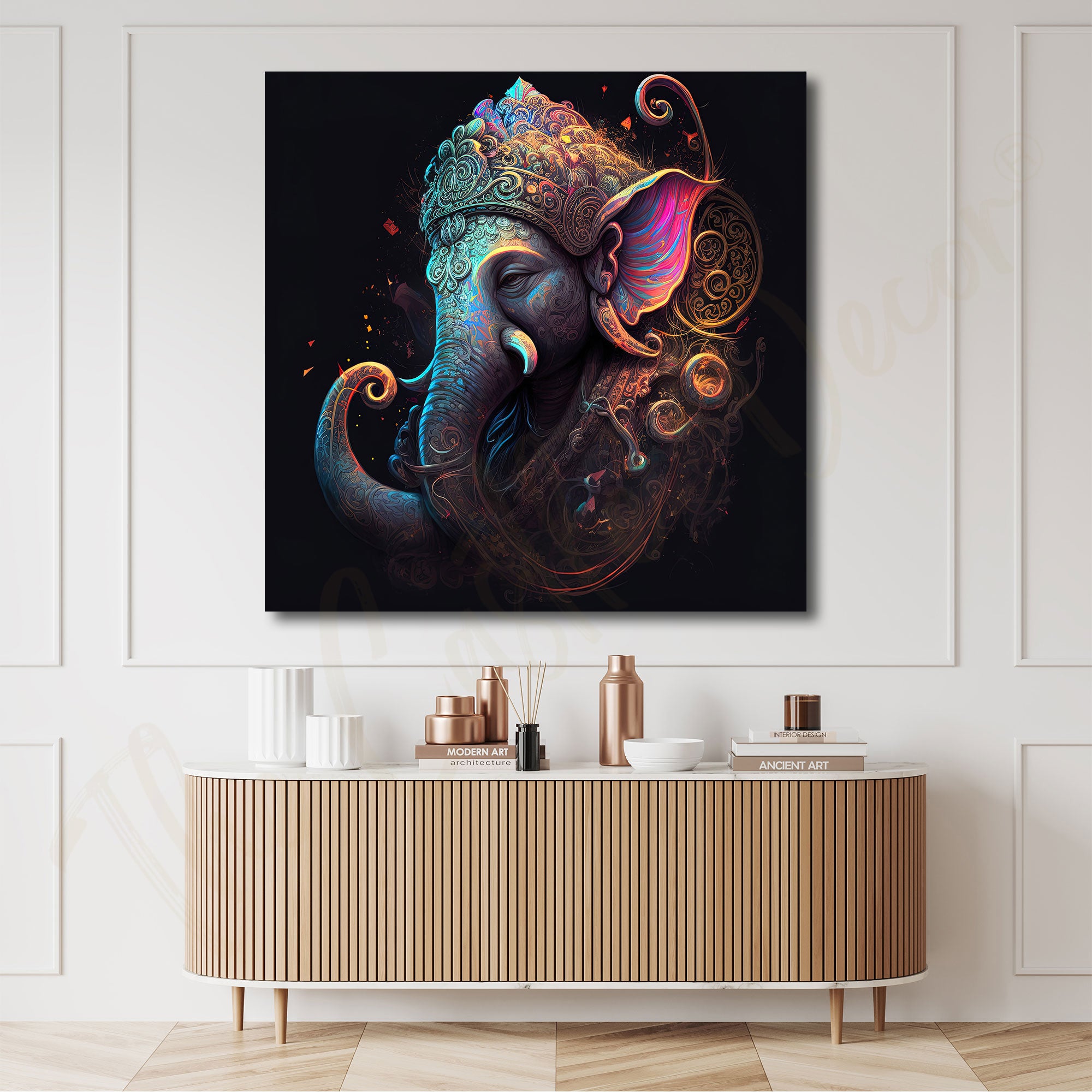 Ganesha painting with frame Big Size Wall Art for living room,Bedroom,Drawing room,Hotels