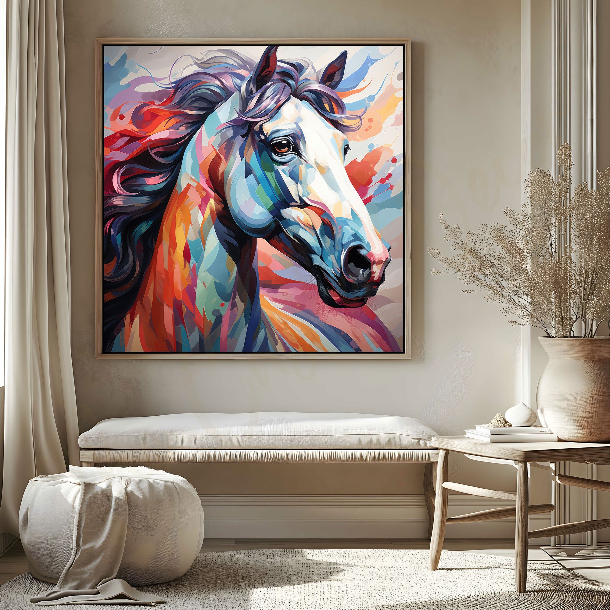 Horses with frame Big Size Wall Art for living room,Bedroom,Drawing room,Hotels